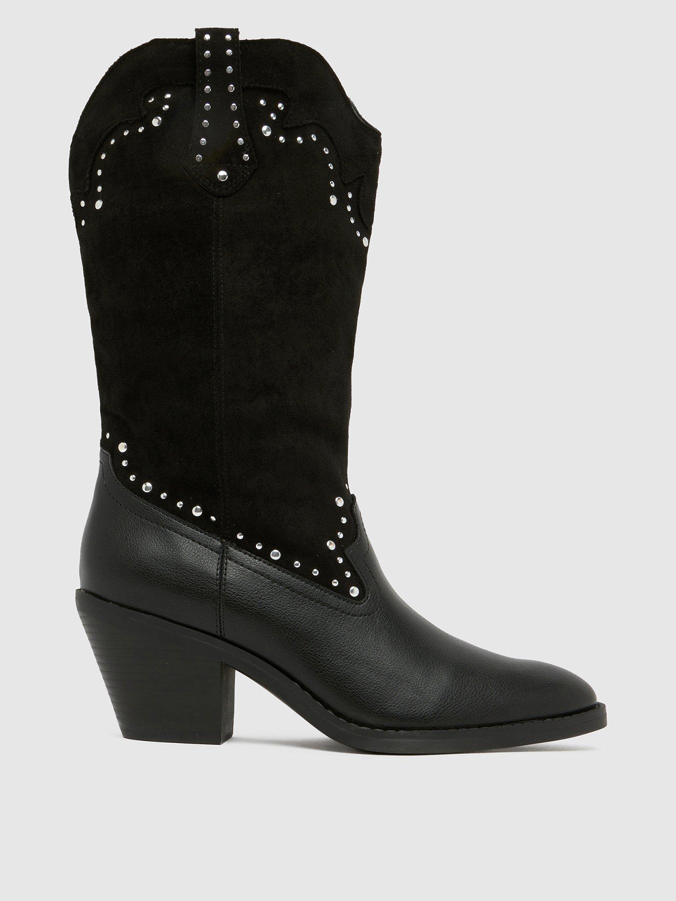 undefined Brielle Studded Western - Black