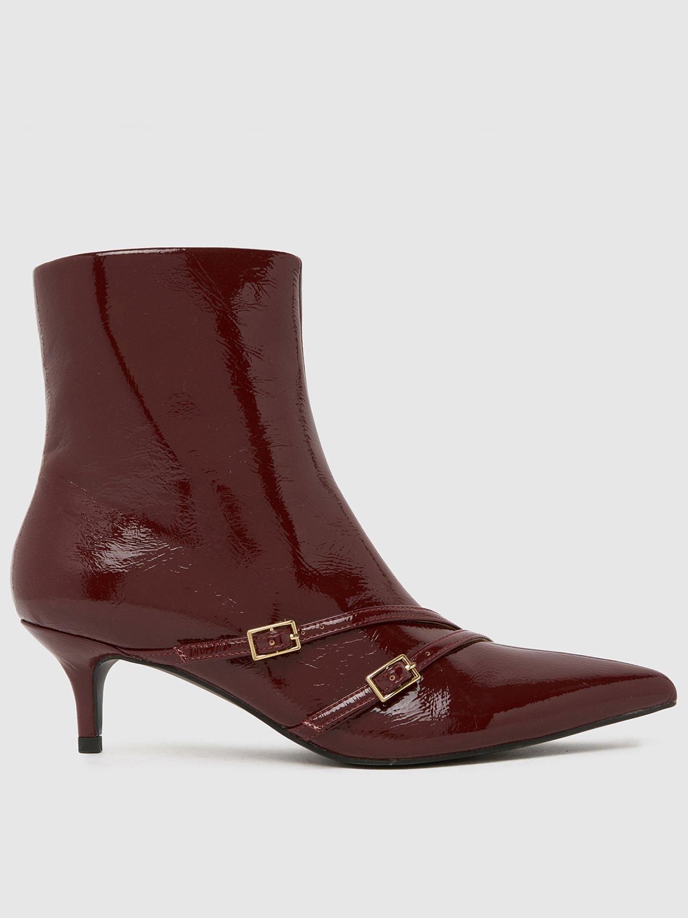 Schuh Beckett Buckle Kitten Boots - Red