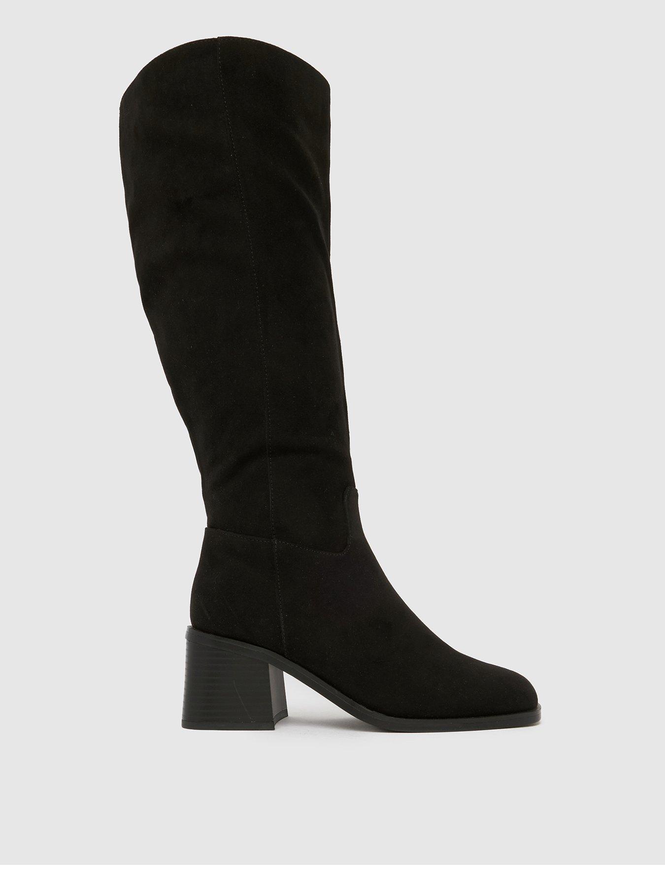 Schuh Wide Fit Dot Block Heel Boots - Black