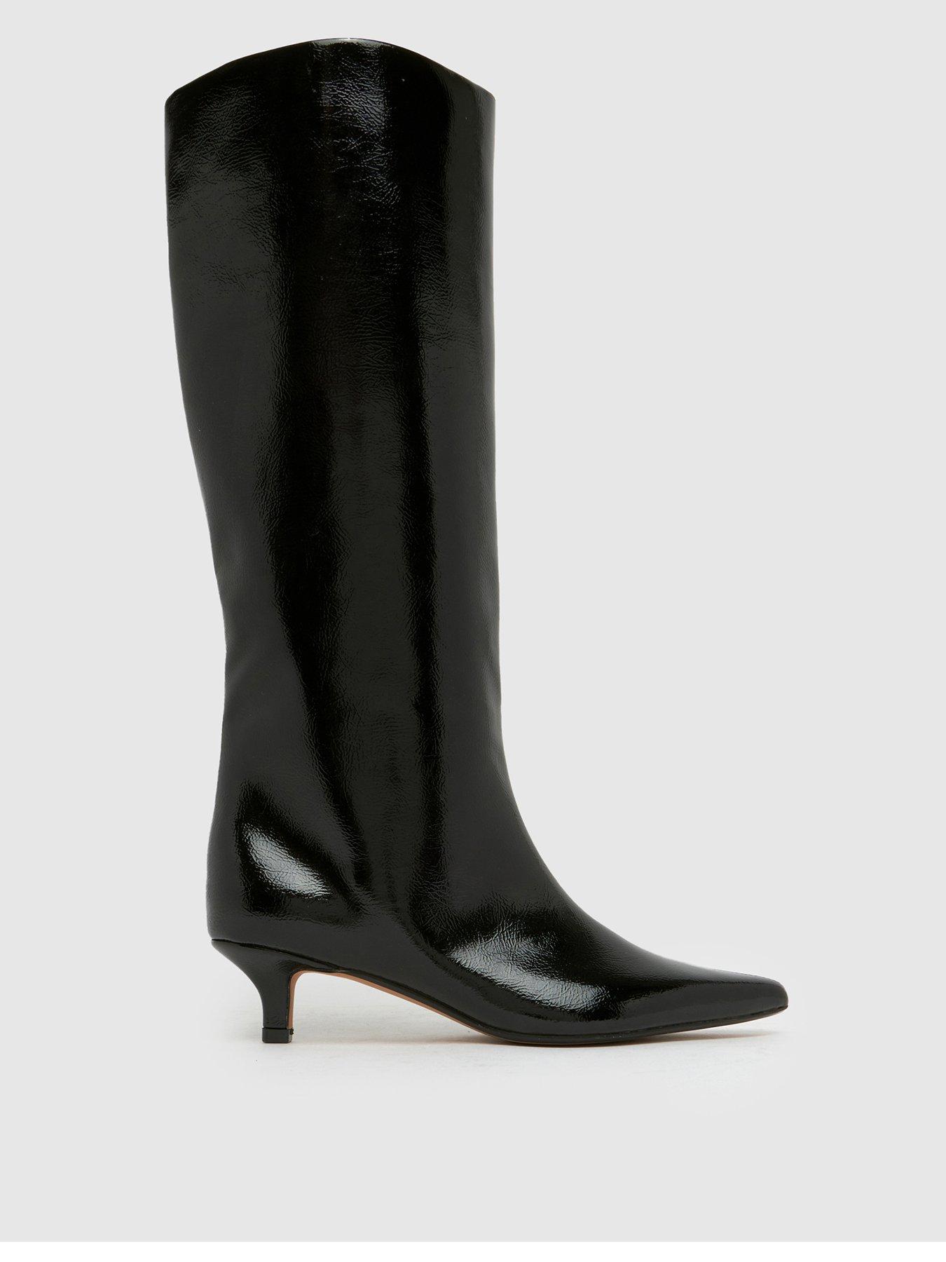 Schuh Wide Fit Dorothy Kitten Heel Boot - Black