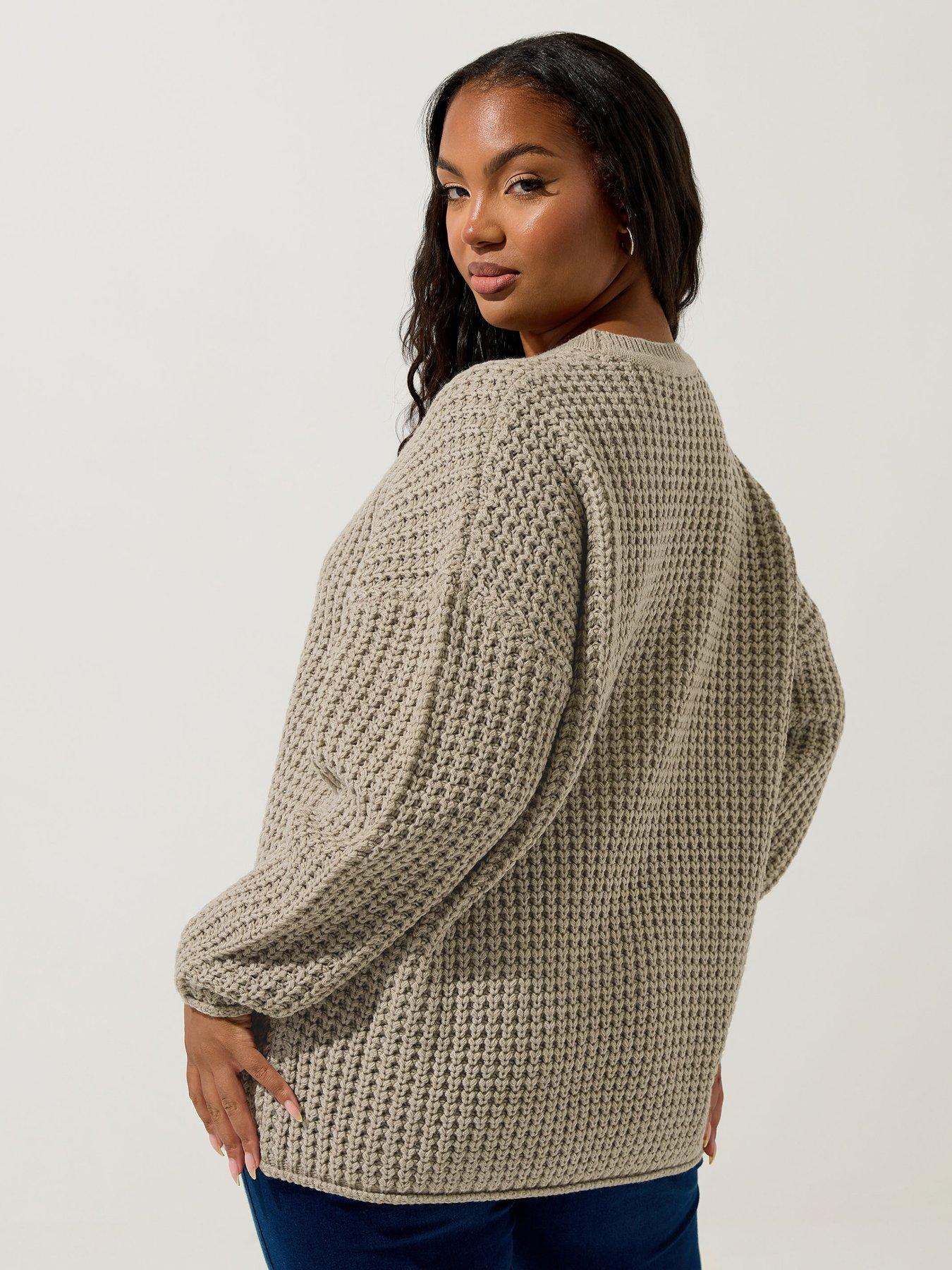 Image 2 of 4 of Yours Curve Waffle Jumper - Natural