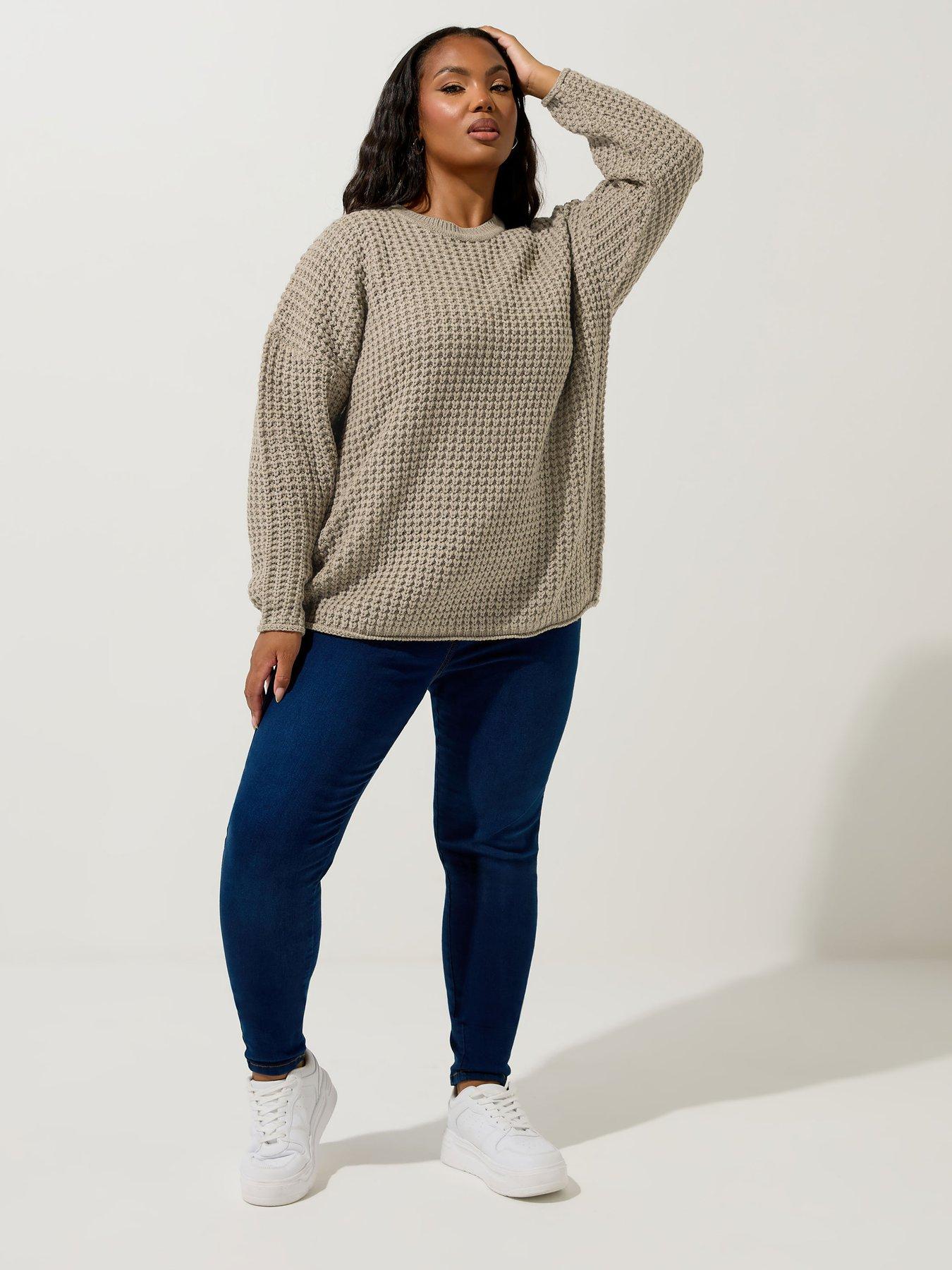 Image 3 of 4 of Yours Curve Waffle Jumper - Natural