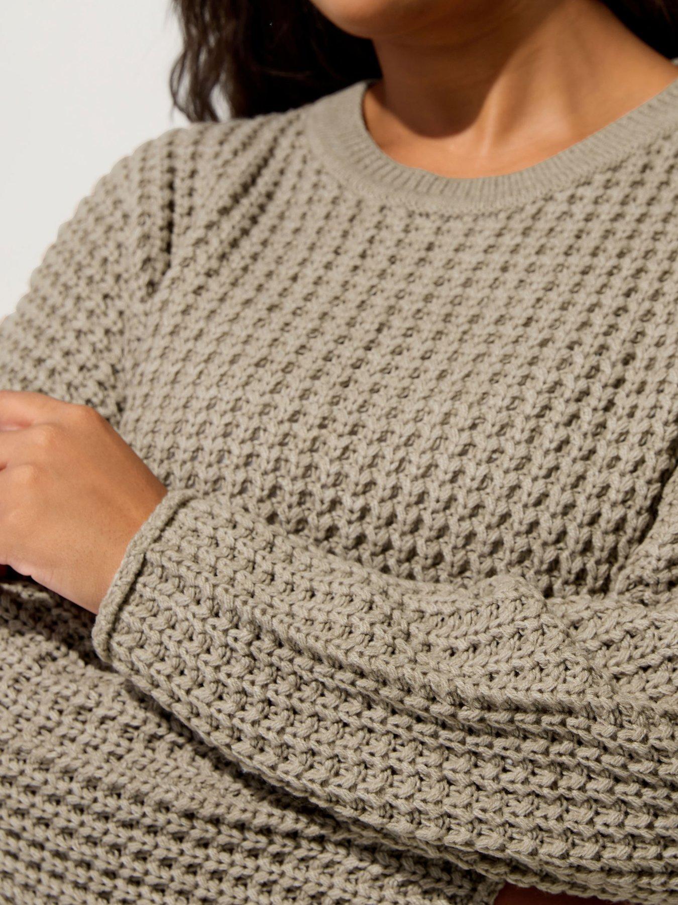 Image 4 of 4 of Yours Curve Waffle Jumper - Natural