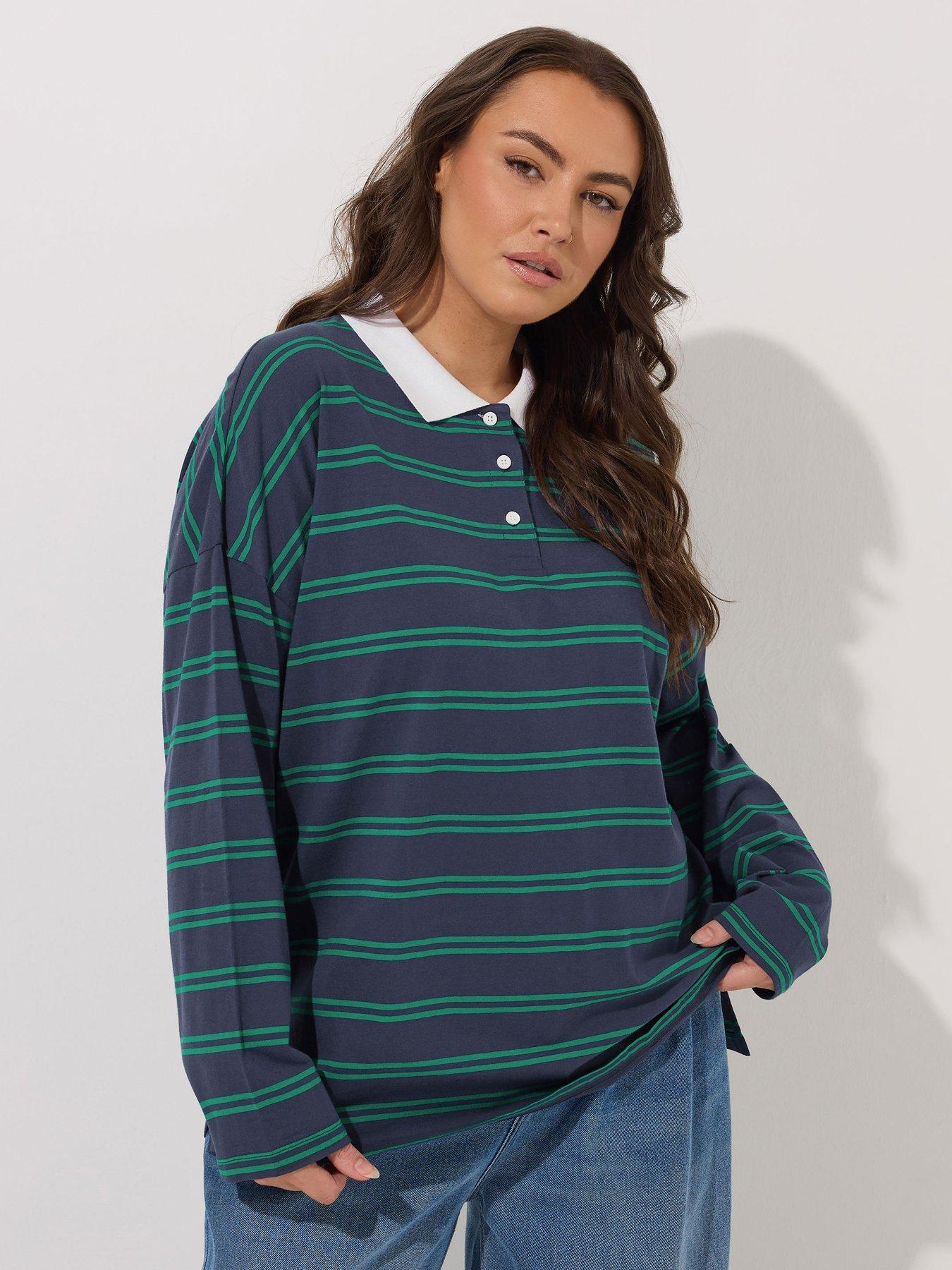 undefined Curve Collar Rugby Top - Blue