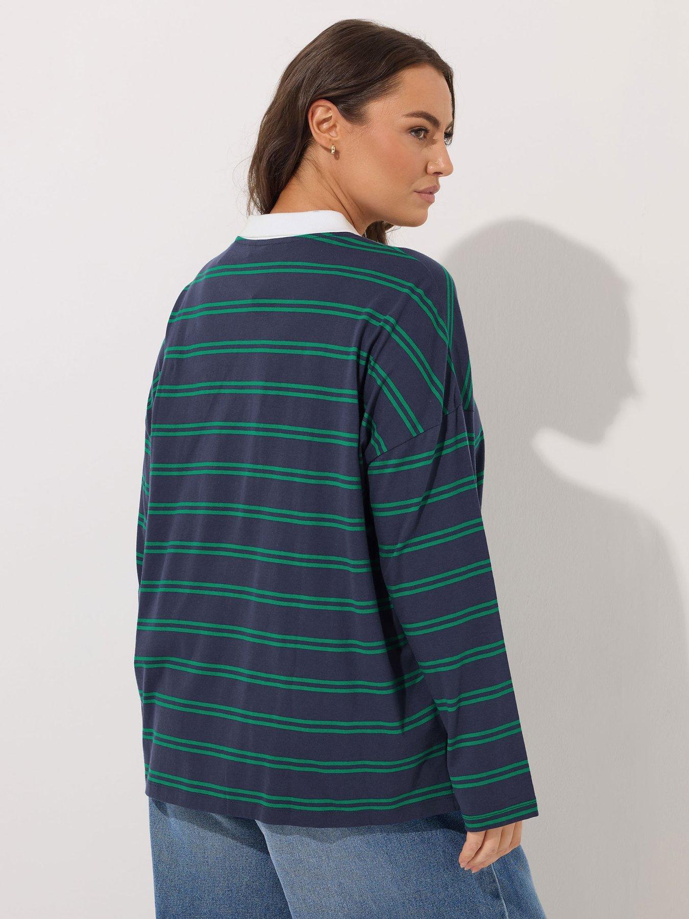 Image 2 of 4 of Yours Curve Collar Rugby Top - Blue