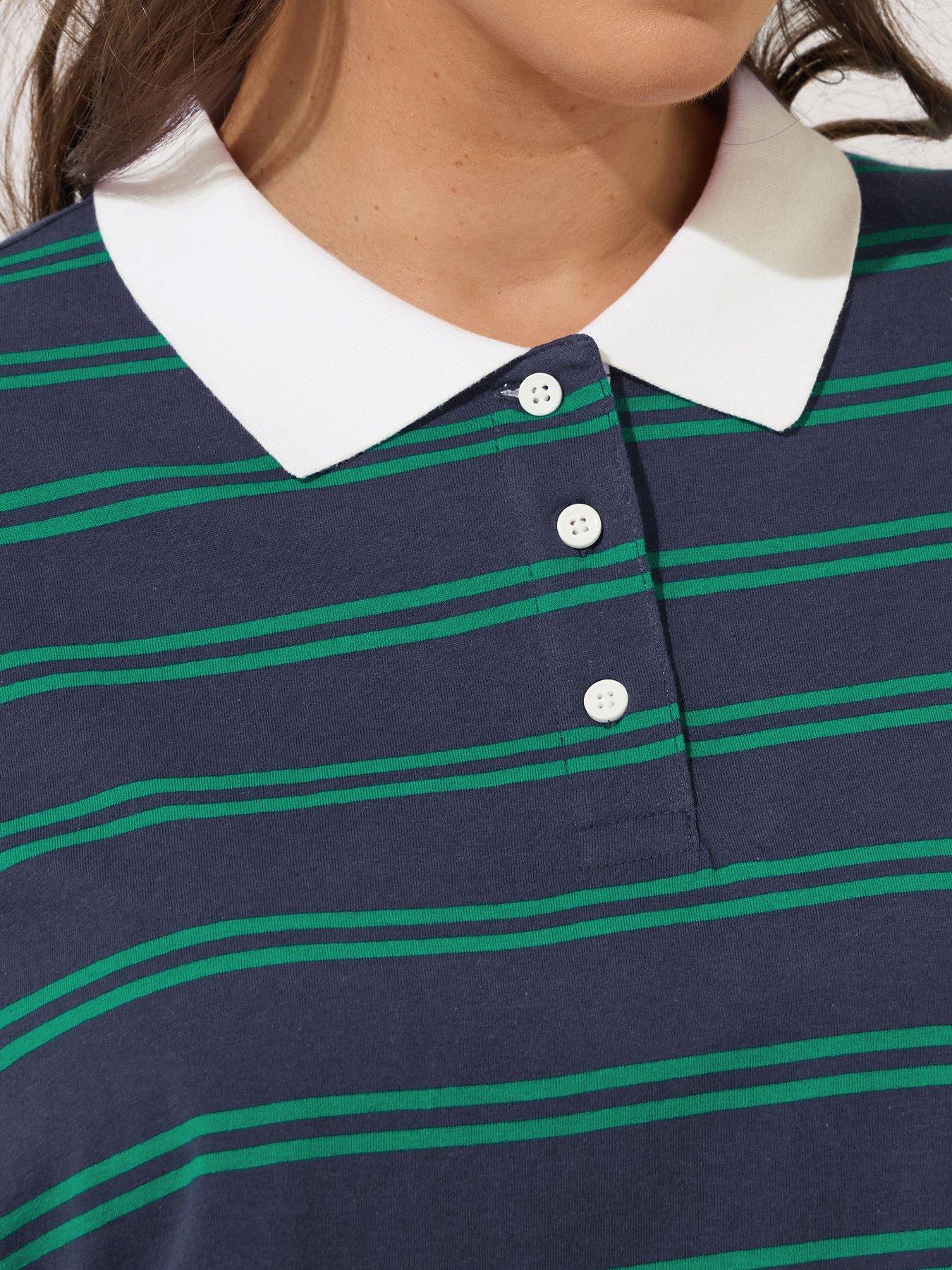 Image 4 of 4 of Yours Curve Collar Rugby Top - Blue