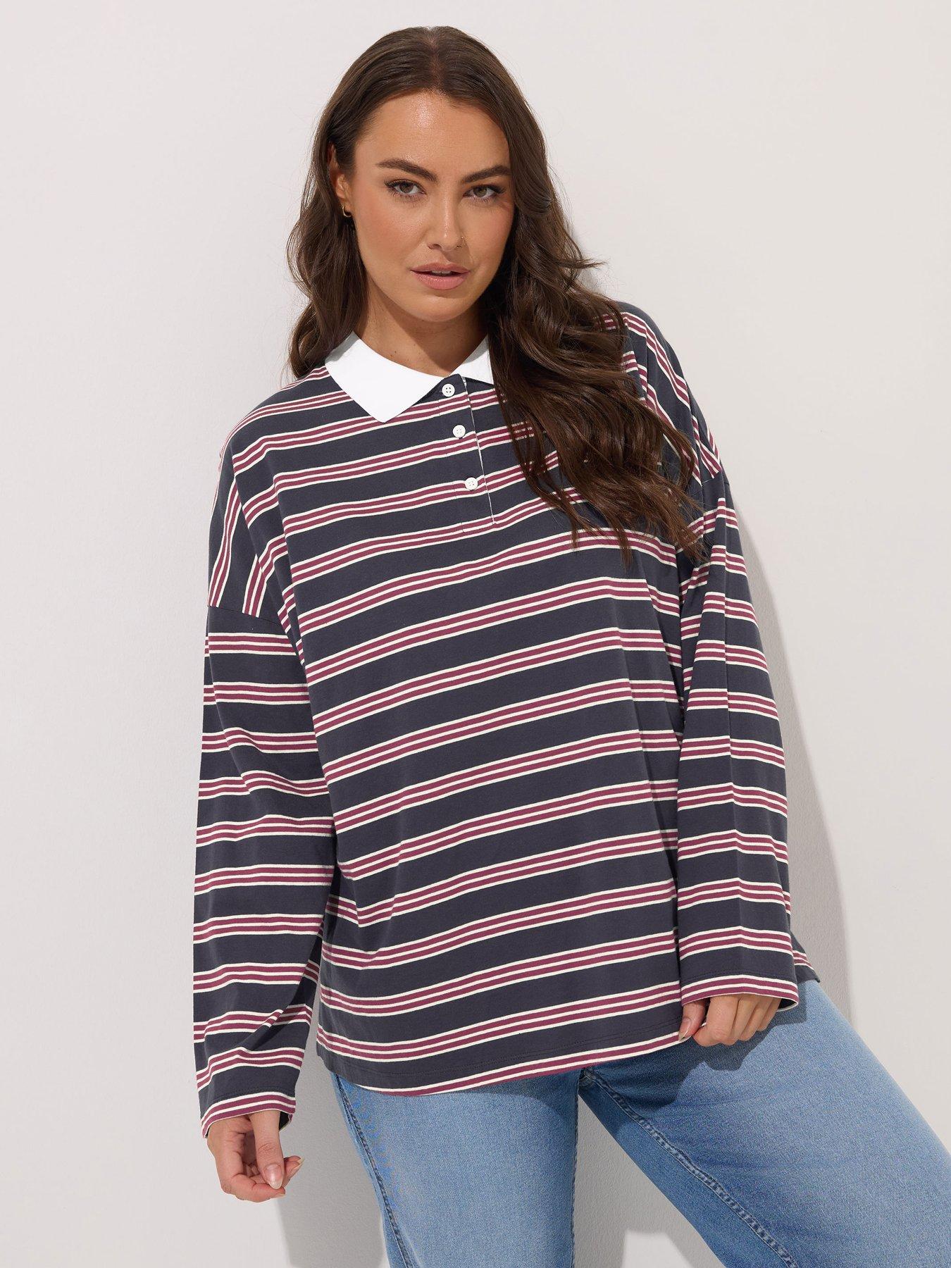 undefined Curve Collar Rugby Top - Grey