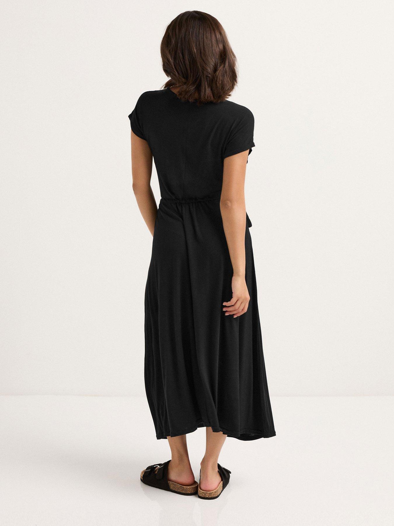 Image 2 of 4 of PixieGirl Petite Wrap Tie Waist Maxi Dress - Black