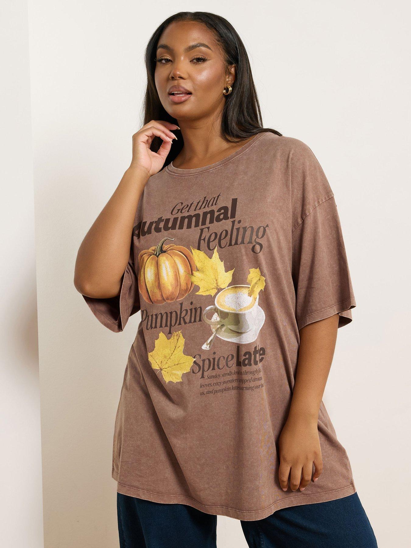 undefined Curve Placement Print Relaxed T-Shirt - Brown