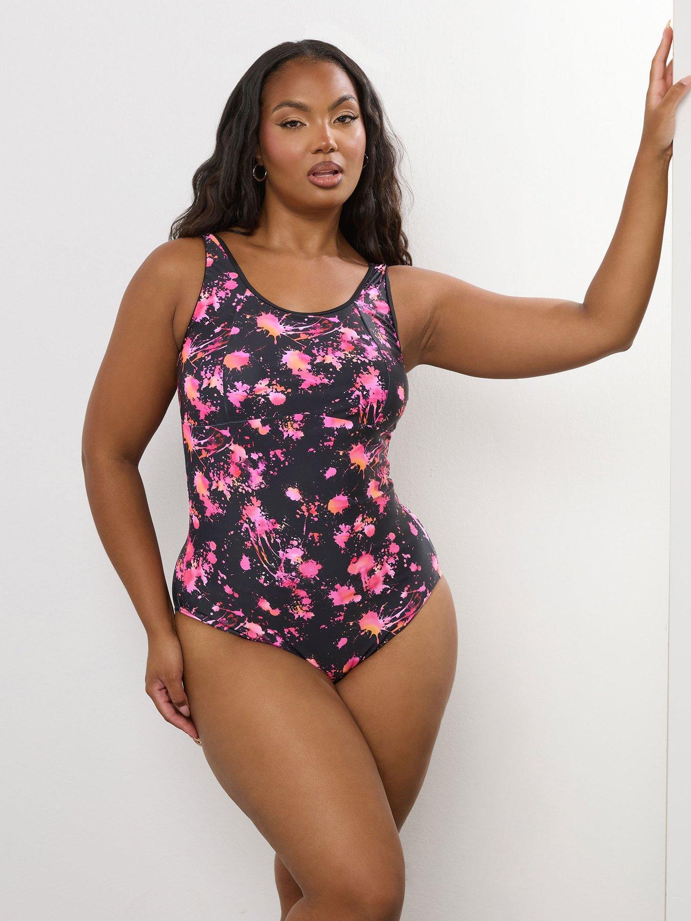 undefined Curve Splash Active Swimsuit - Pink