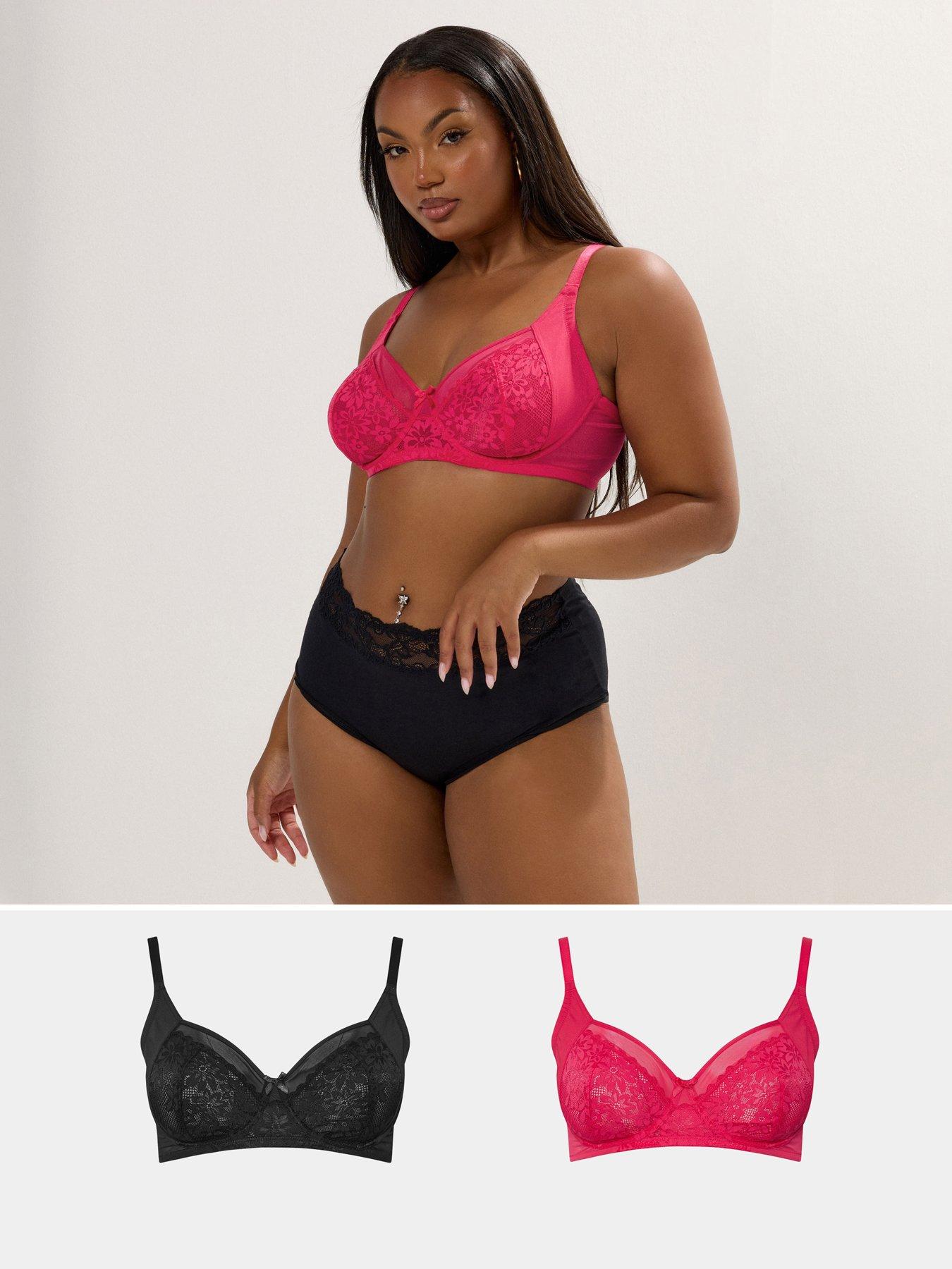 Image 1 of 6 of Yours 2 Pack Underwire Bra - Pink/Black