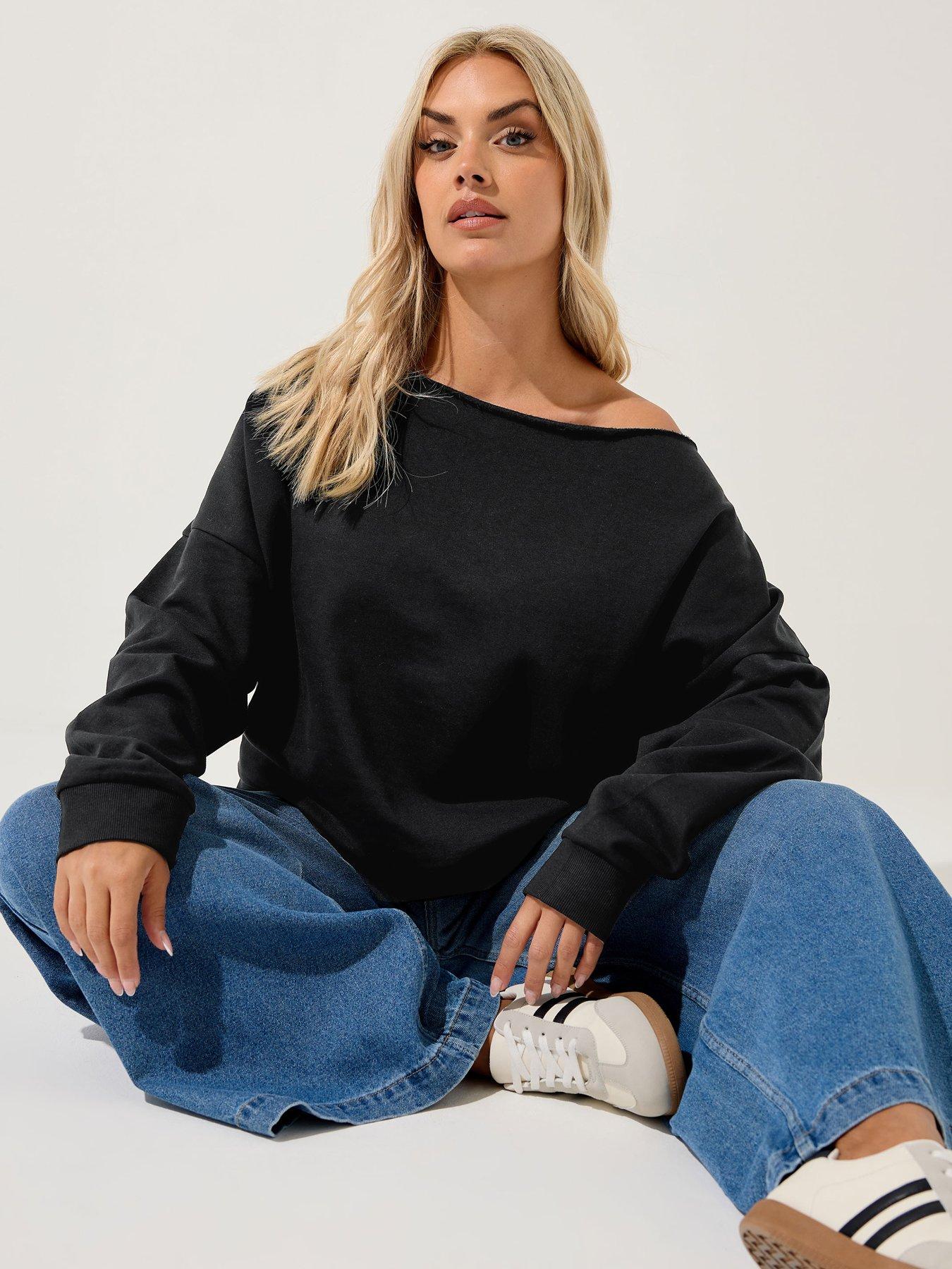 undefined Curve Off The Shoulder Crew Sweatshirt