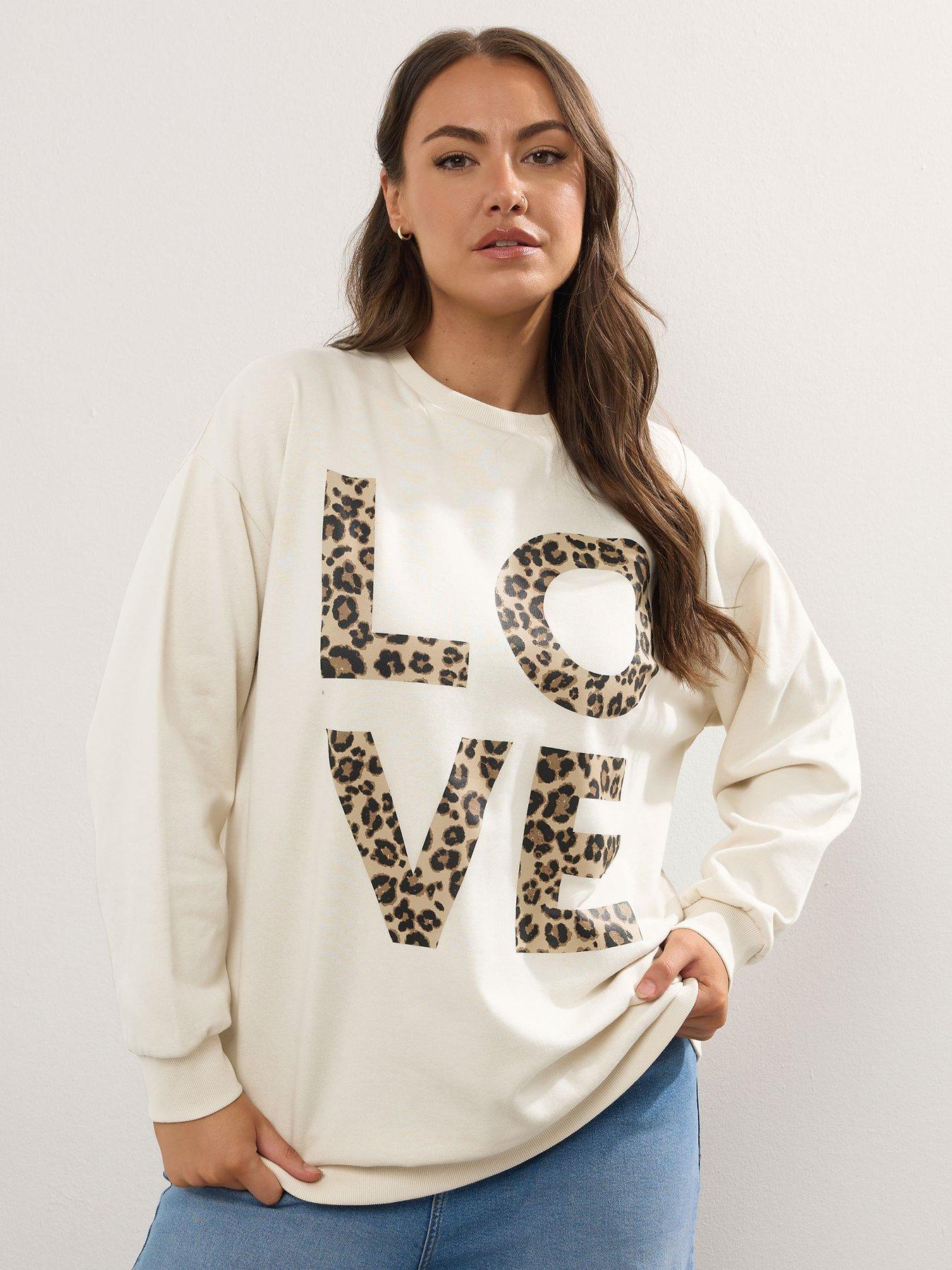Yours Curve 'Love' Crew Neck Sweatshirt - Ivory