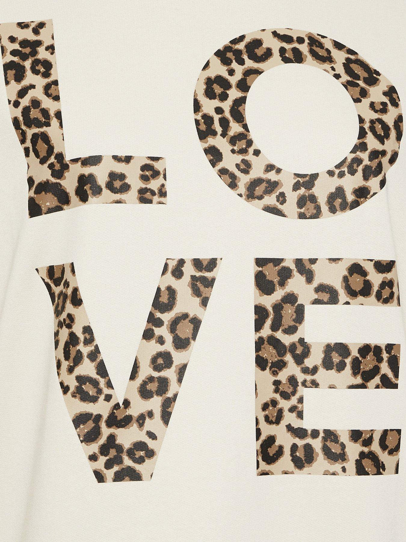 Image 4 of 4 of Yours Curve 'Love' Crew Neck Sweatshirt - Ivory