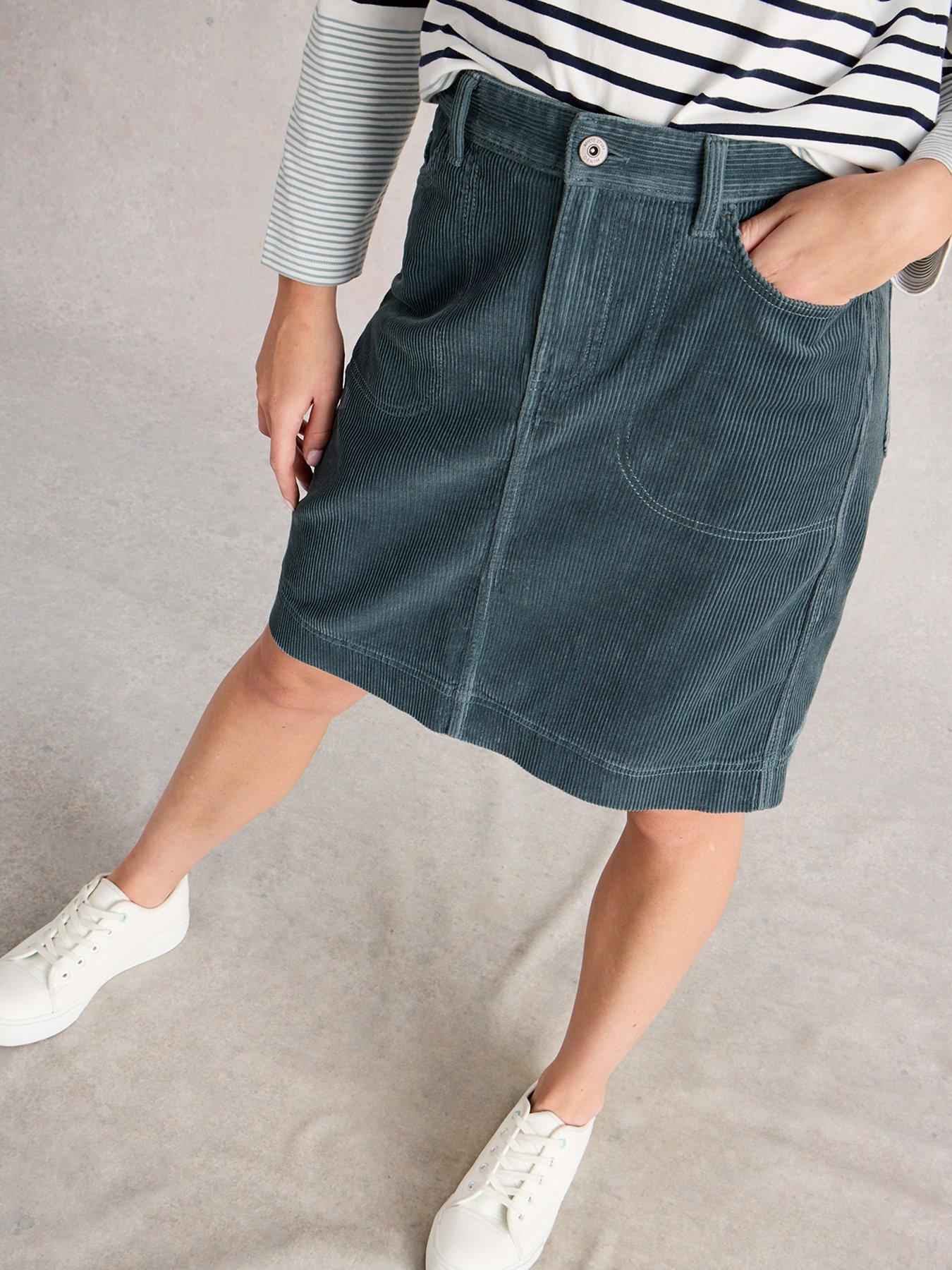 White Stuff Rose Cord Skirt - Blue