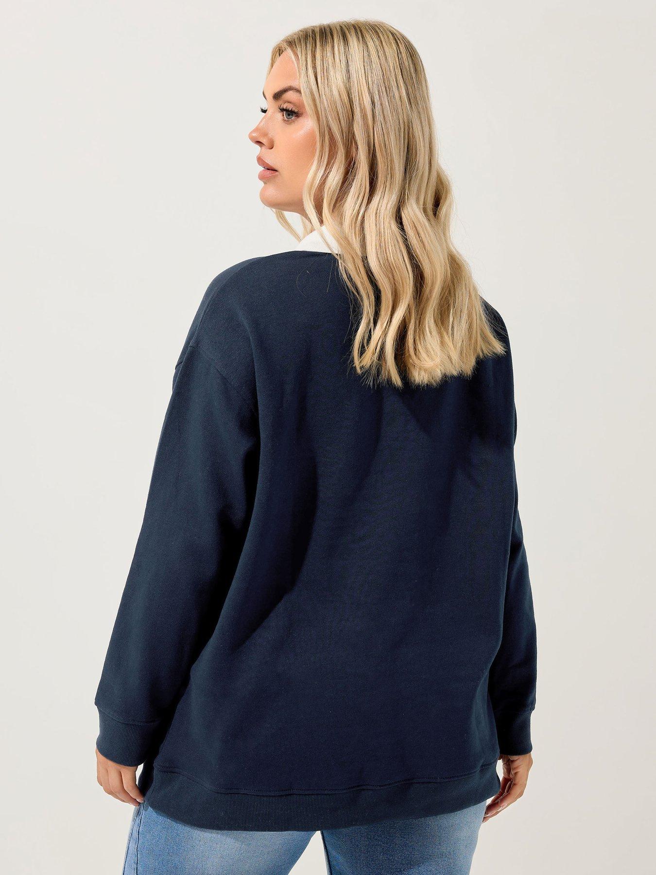 Image 2 of 4 of Yours Curve 5th Avenue Rugby Top - Blue