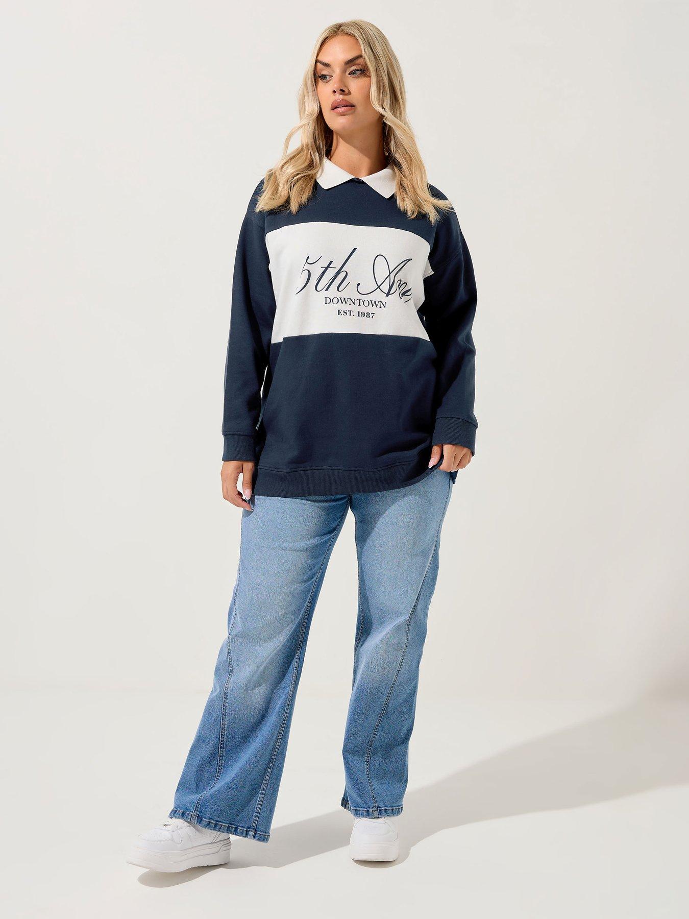 Image 3 of 4 of Yours Curve 5th Avenue Rugby Top - Blue