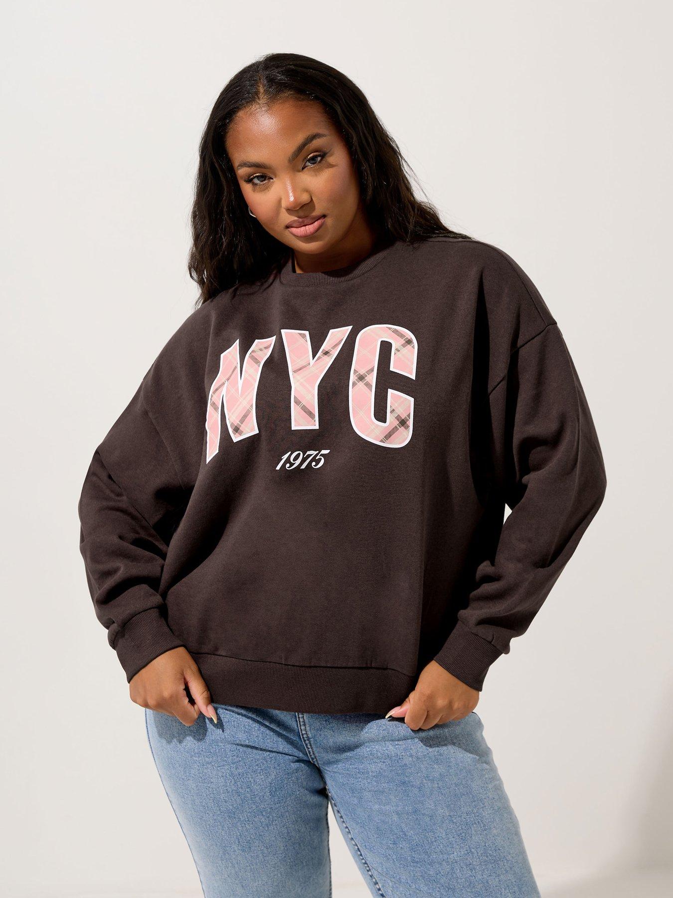 undefined Curve Nyc Check Crew Neck Sweatshirt