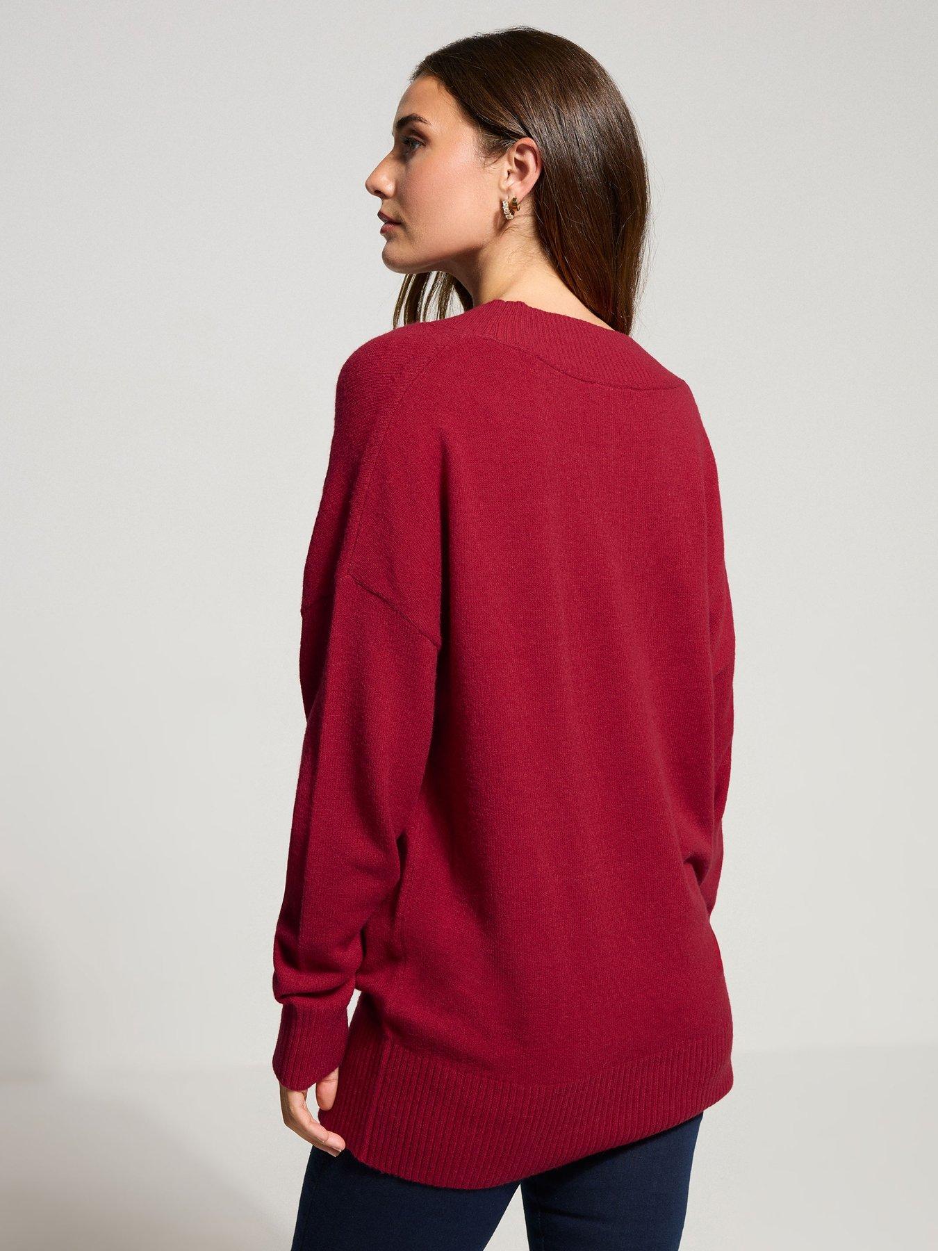 Image 2 of 3 of Long Tall Sally V Neck Jumper - Red