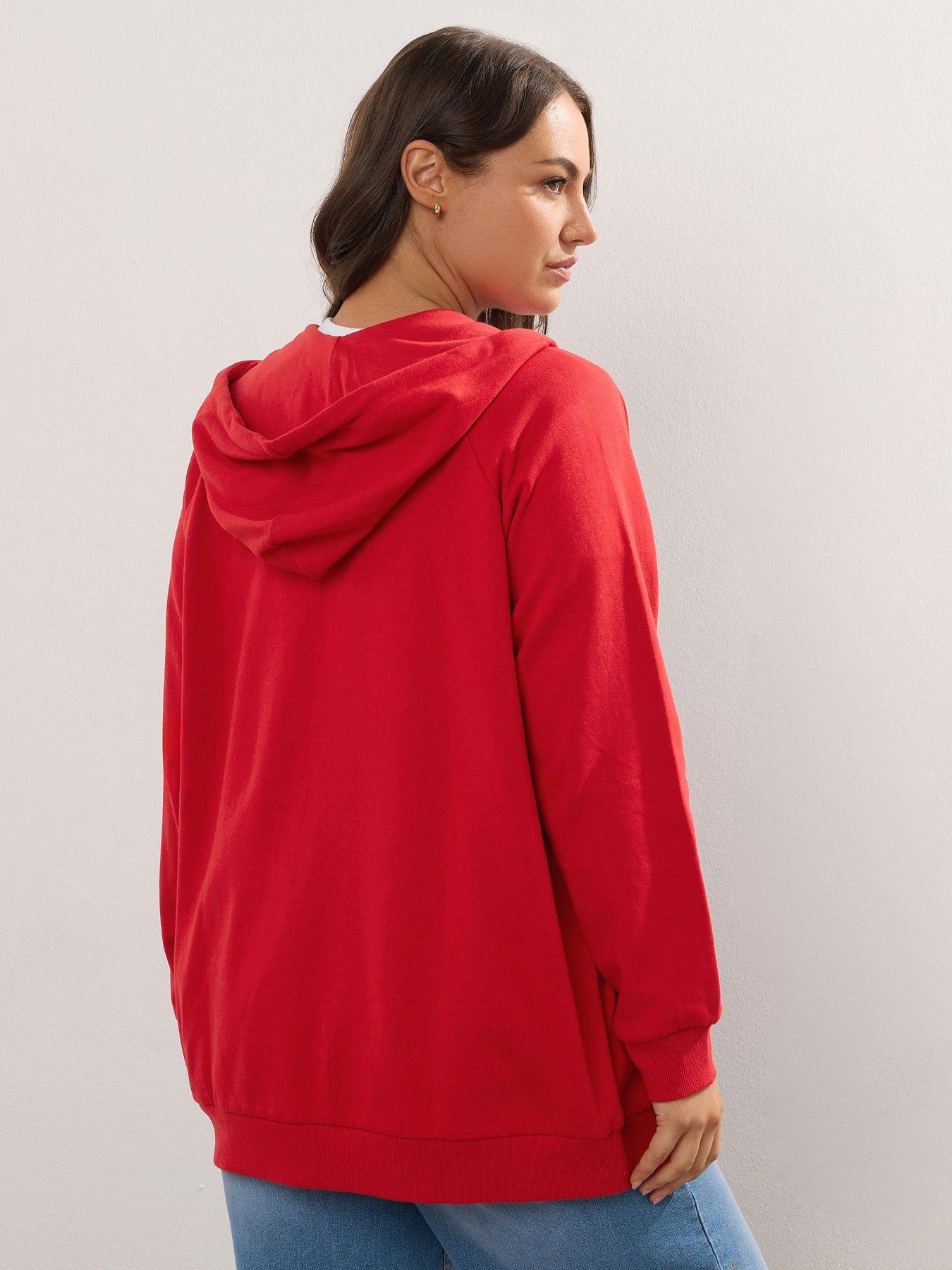 Image 2 of 4 of Yours Curve Zip Thru Hoodie - Red