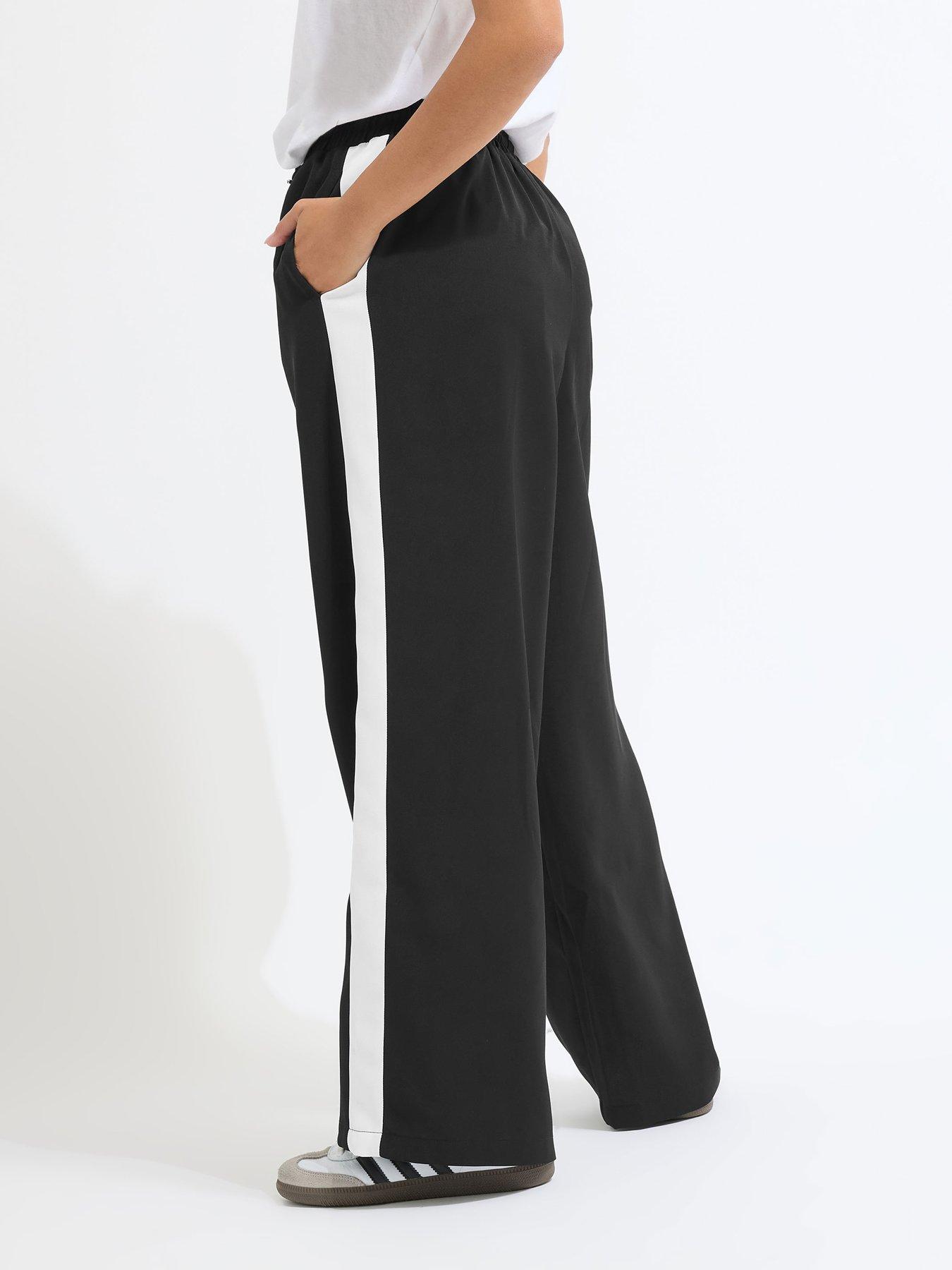 Image 2 of 4 of PixieGirl Petite Side Stripe Wide Leg Trouser - Black