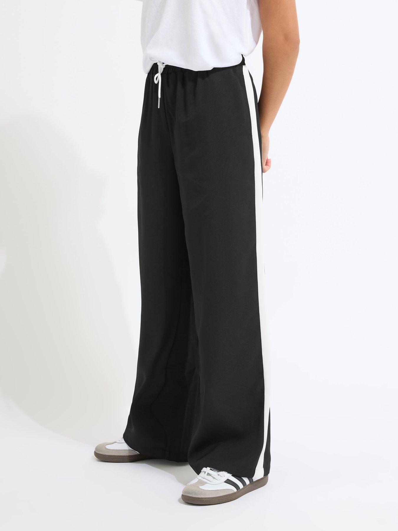 Image 3 of 4 of PixieGirl Petite Side Stripe Wide Leg Trouser - Black