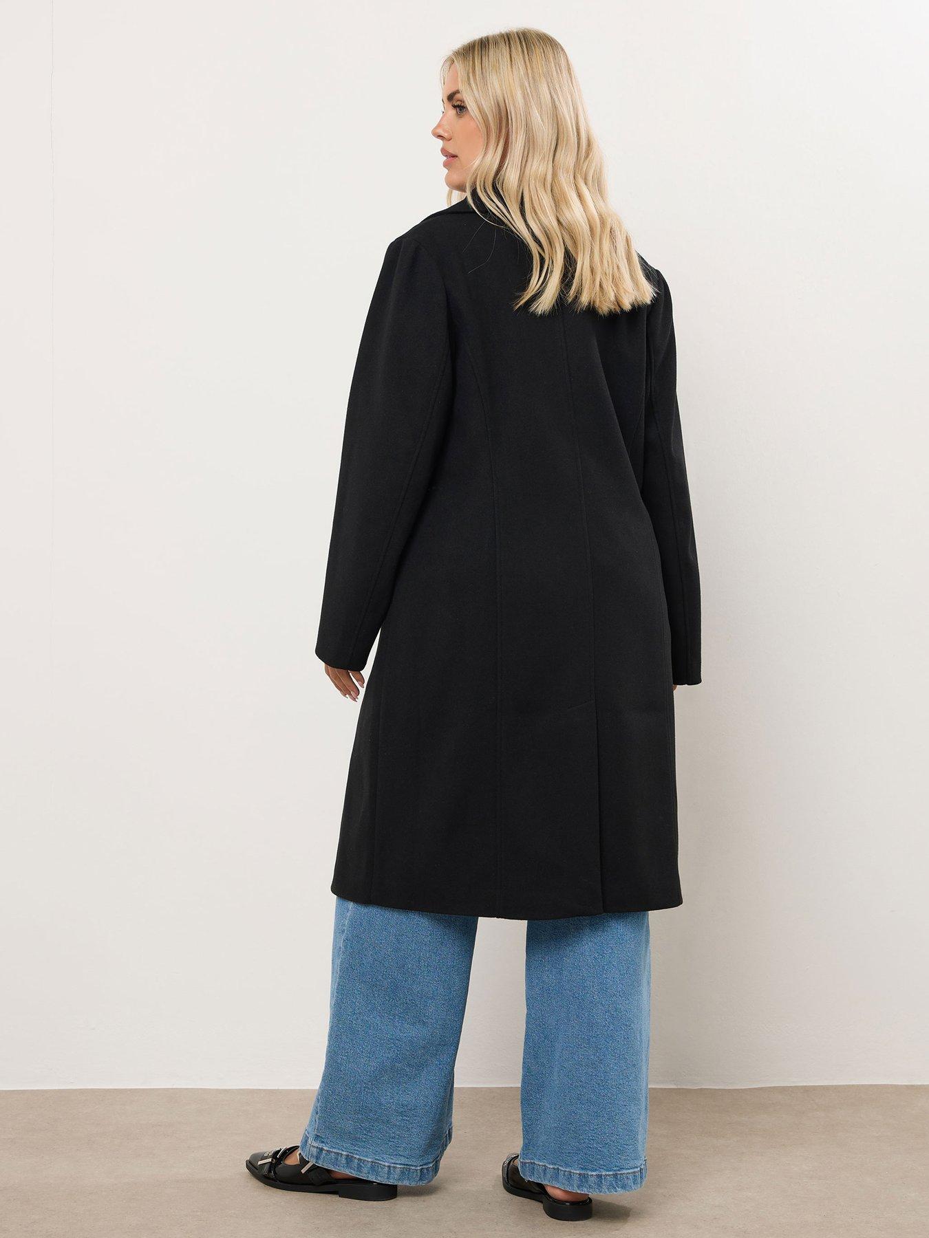 Image 2 of 5 of Yours Curve Longline Midaxi Coat - Black