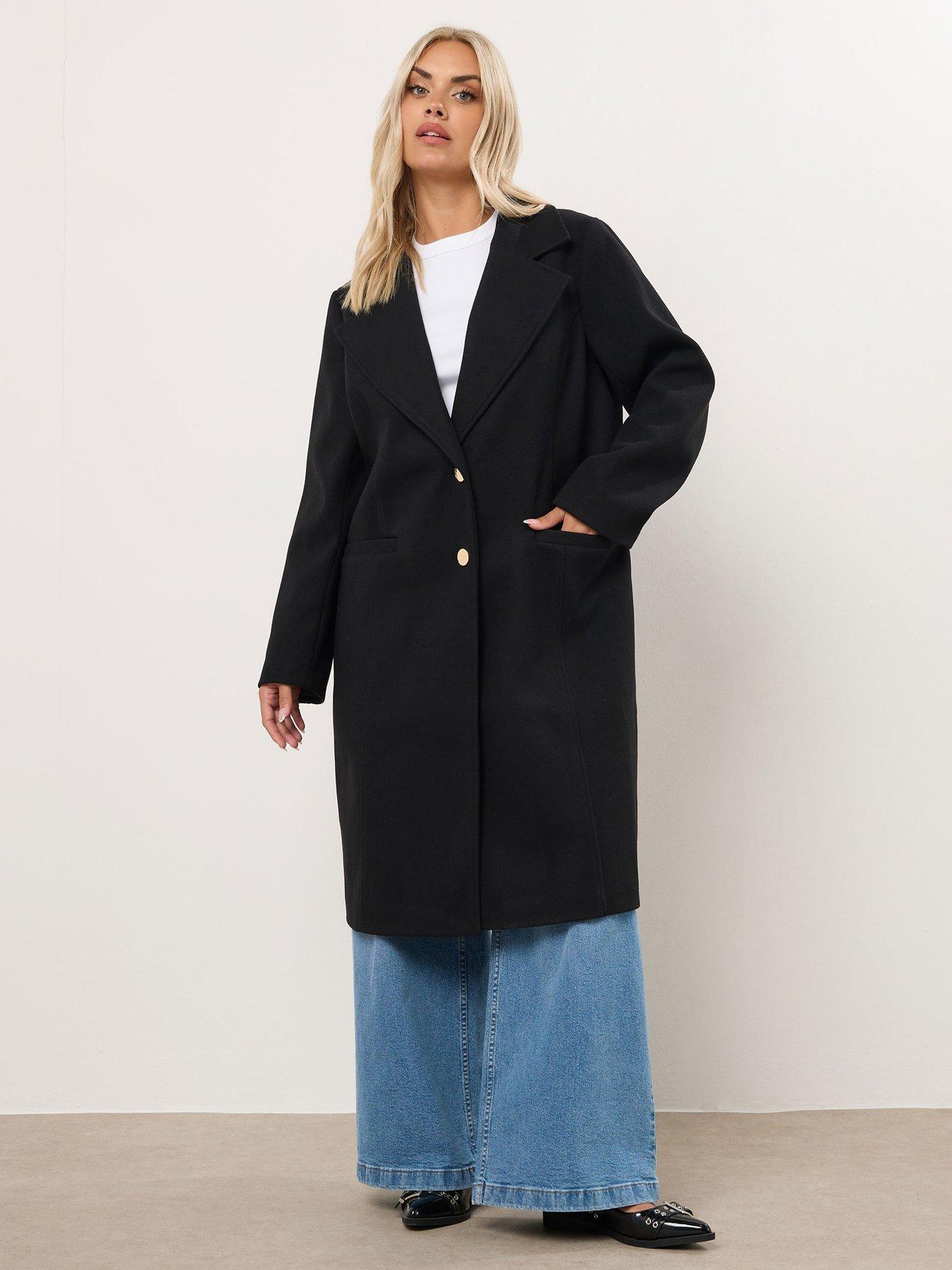Image 3 of 5 of Yours Curve Longline Midaxi Coat - Black