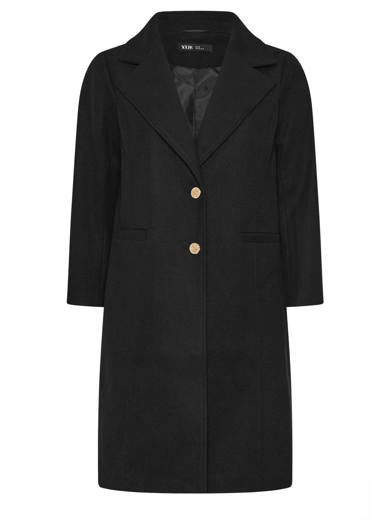 Image 5 of 5 of Yours Curve Longline Midaxi Coat - Black
