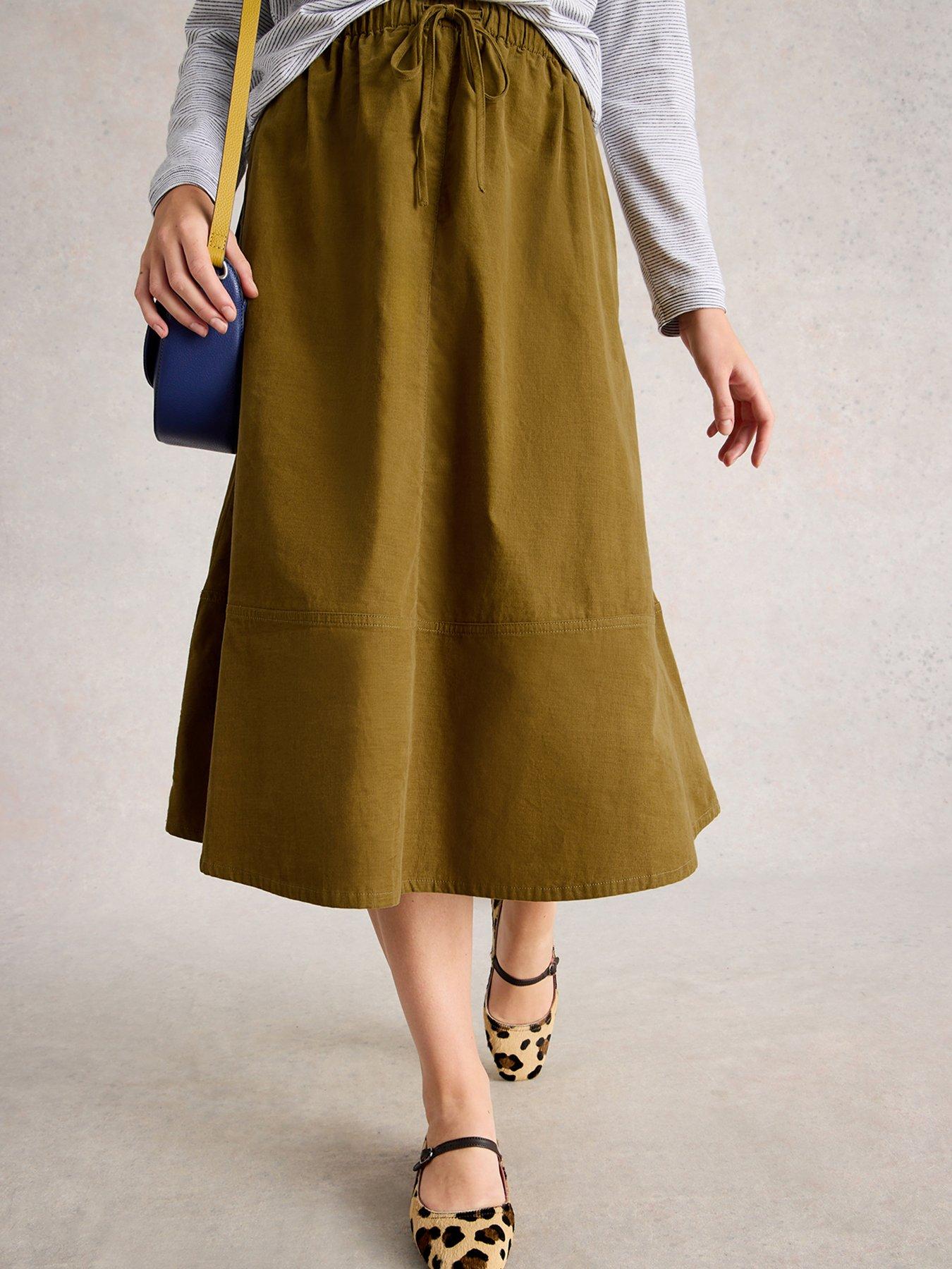 White Stuff Tilly Cord Midi Skirt - Green