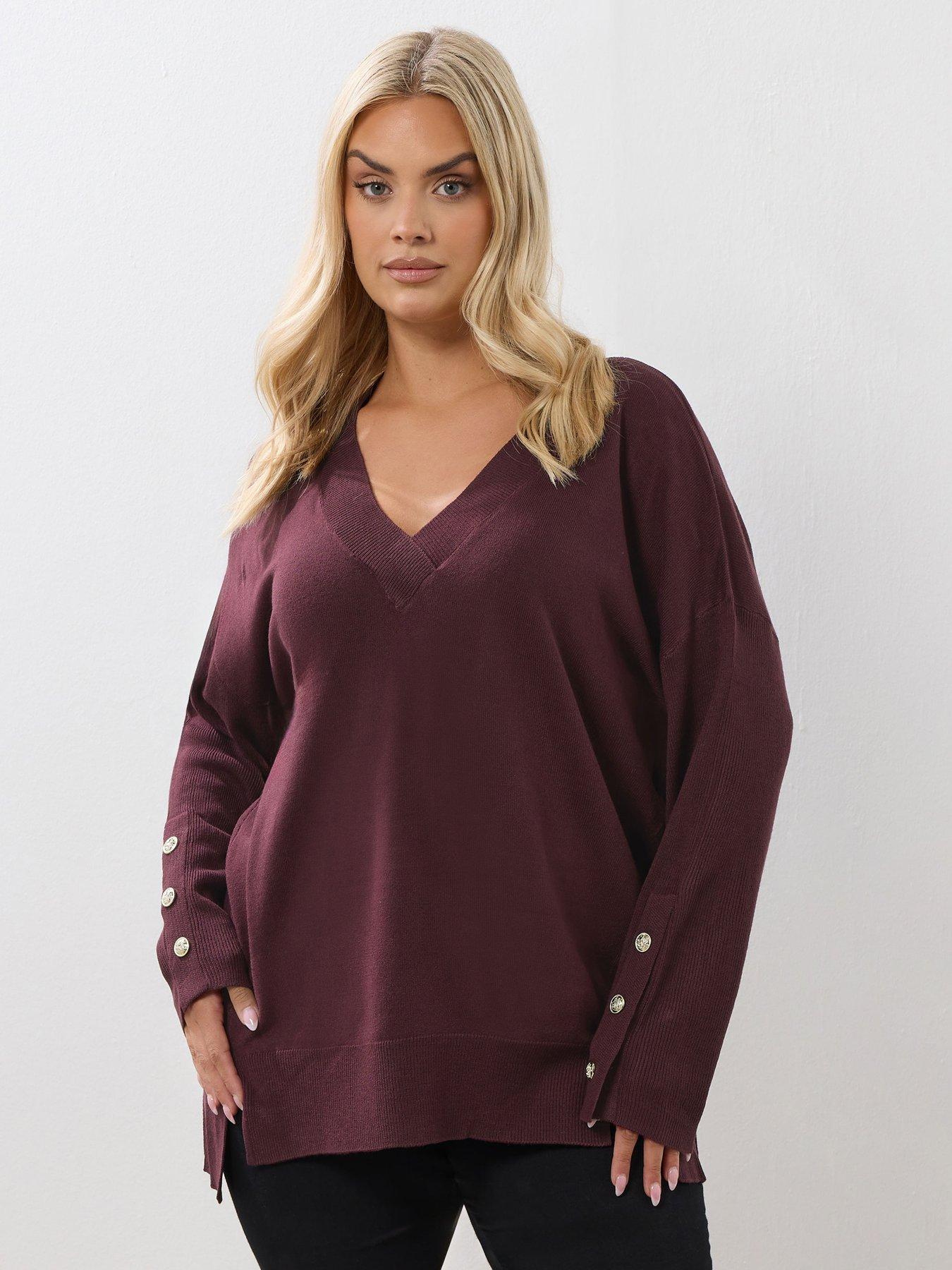 Yours Curve V-Neck Jumper - Purple