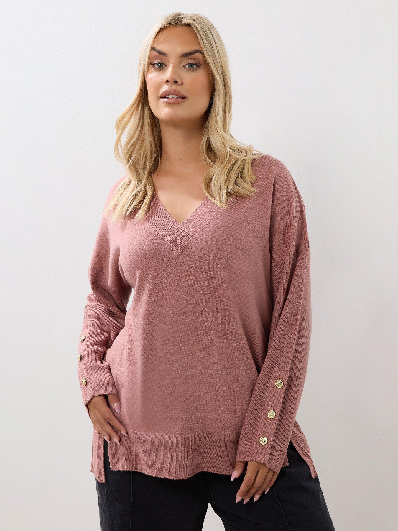 undefined Curve V-Neck Jumper - Pink