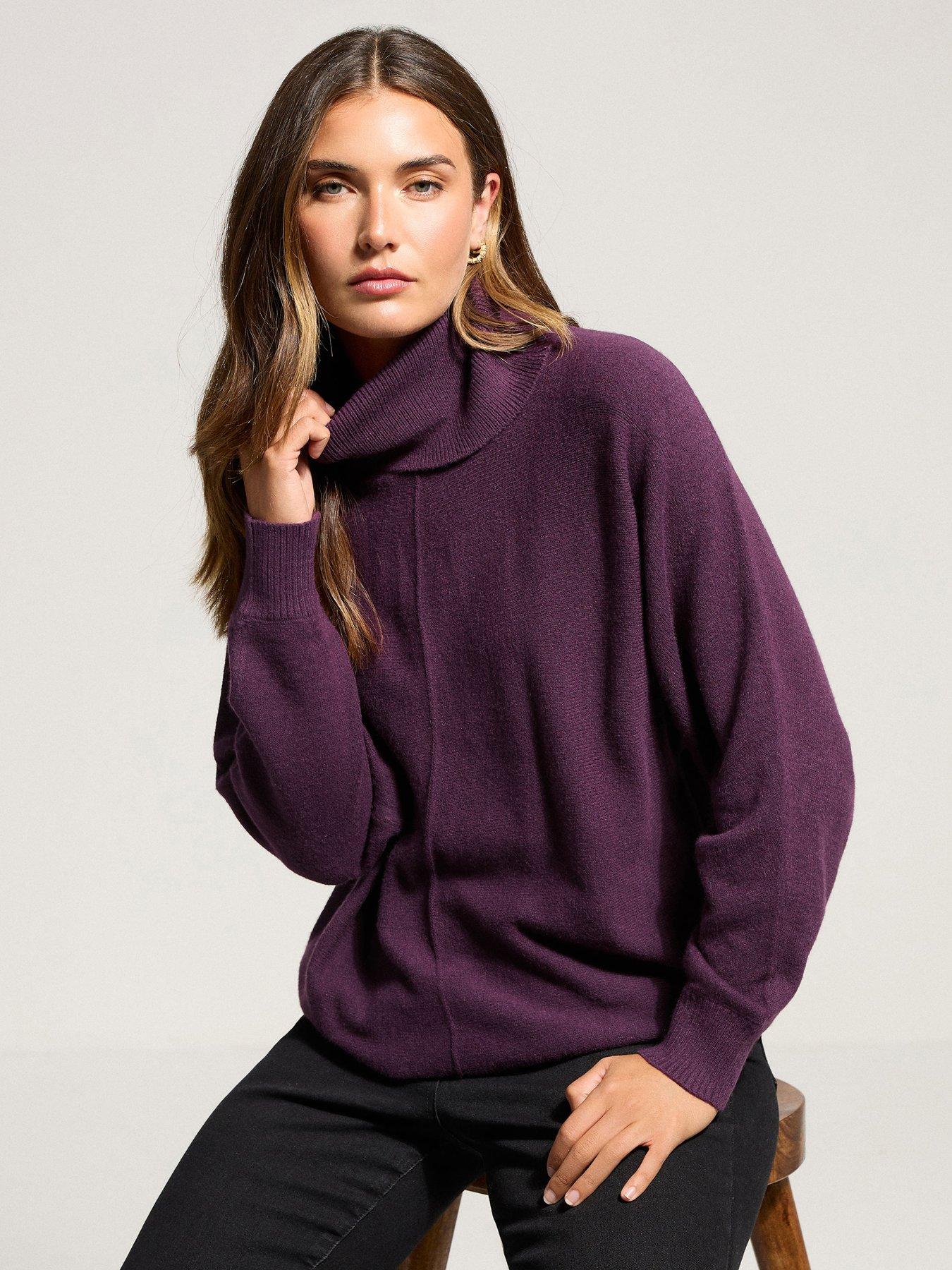 undefined Roll Neck Batwing Jumper - Purple