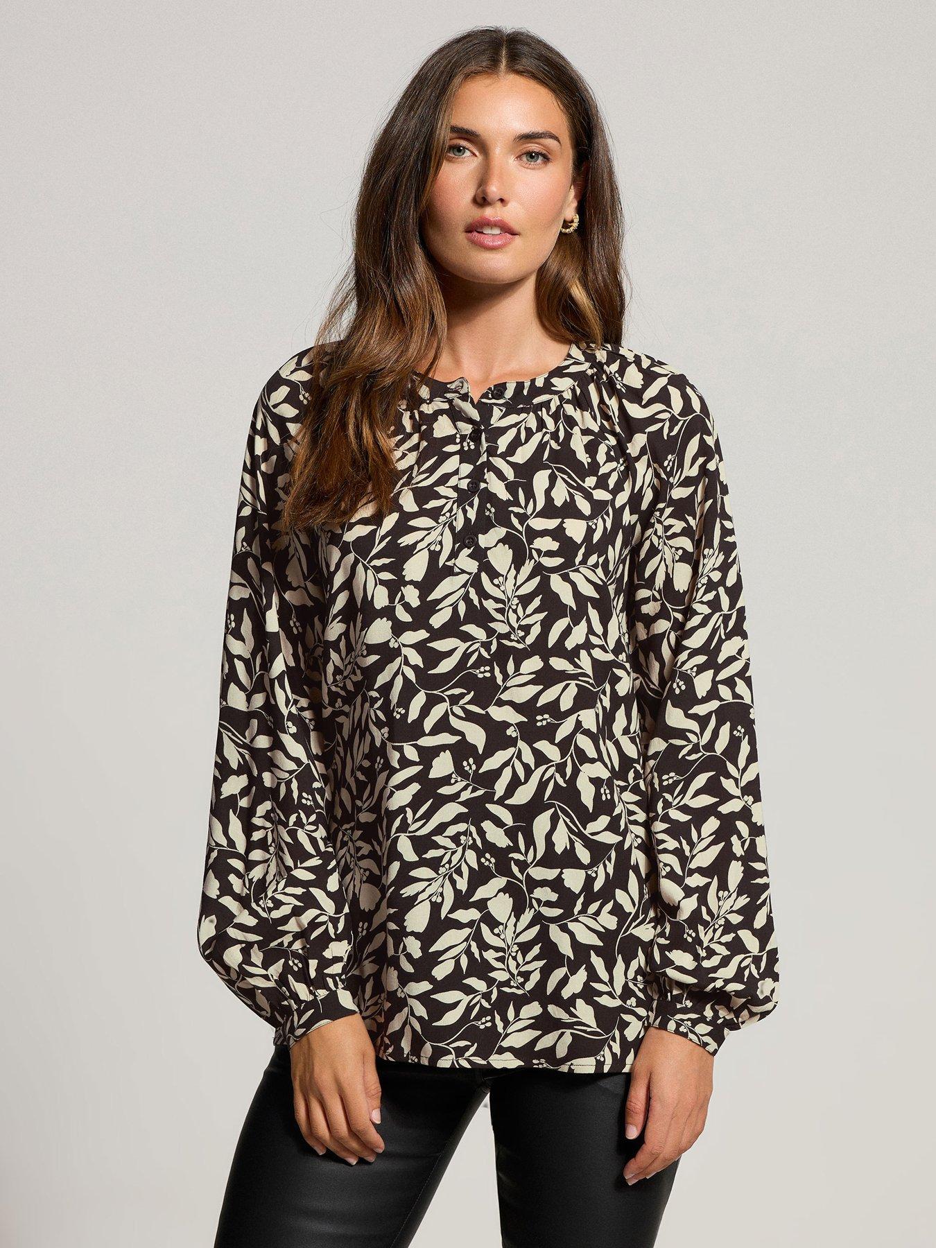 Long Tall Sally Half Placket Blouse - Black