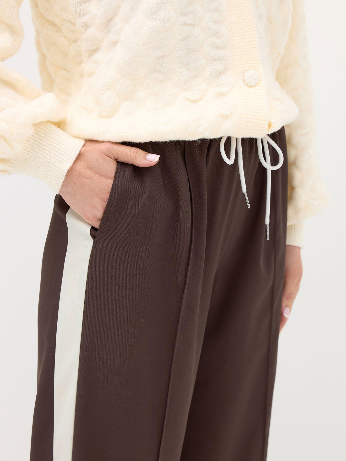Image 4 of 4 of Long Tall Sally Side Stripe Wide Leg Trouser 34" - Brown