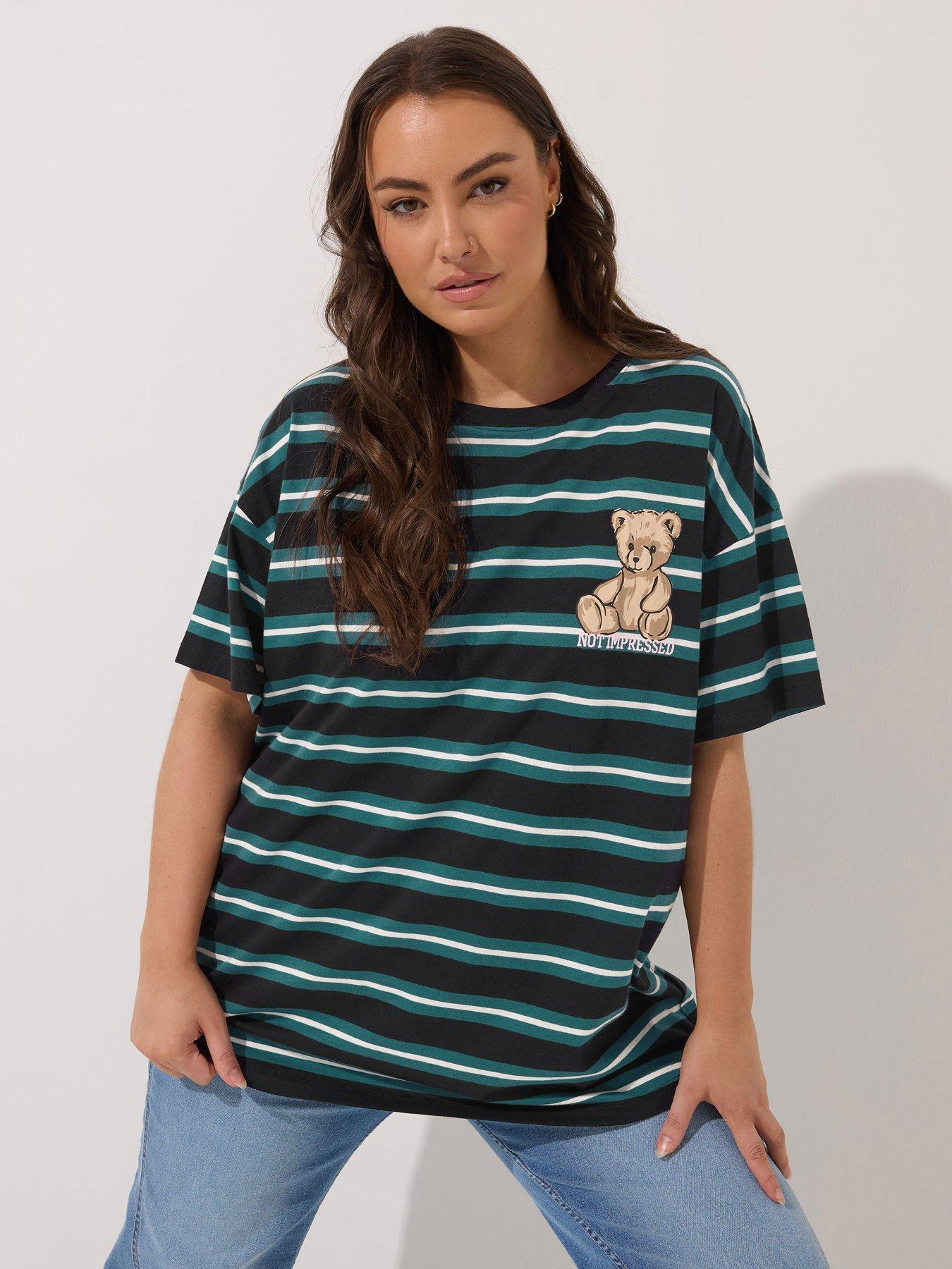 undefined Curve Teddy Pocket Stripe T-Shirt - Green