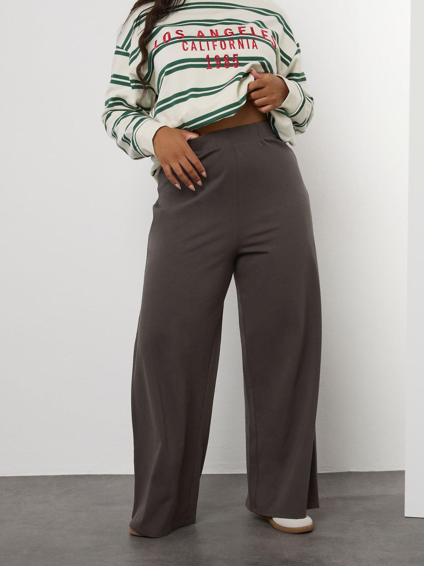 Image 1 of 4 of Yours Curve Wide Leg Legging - Brown