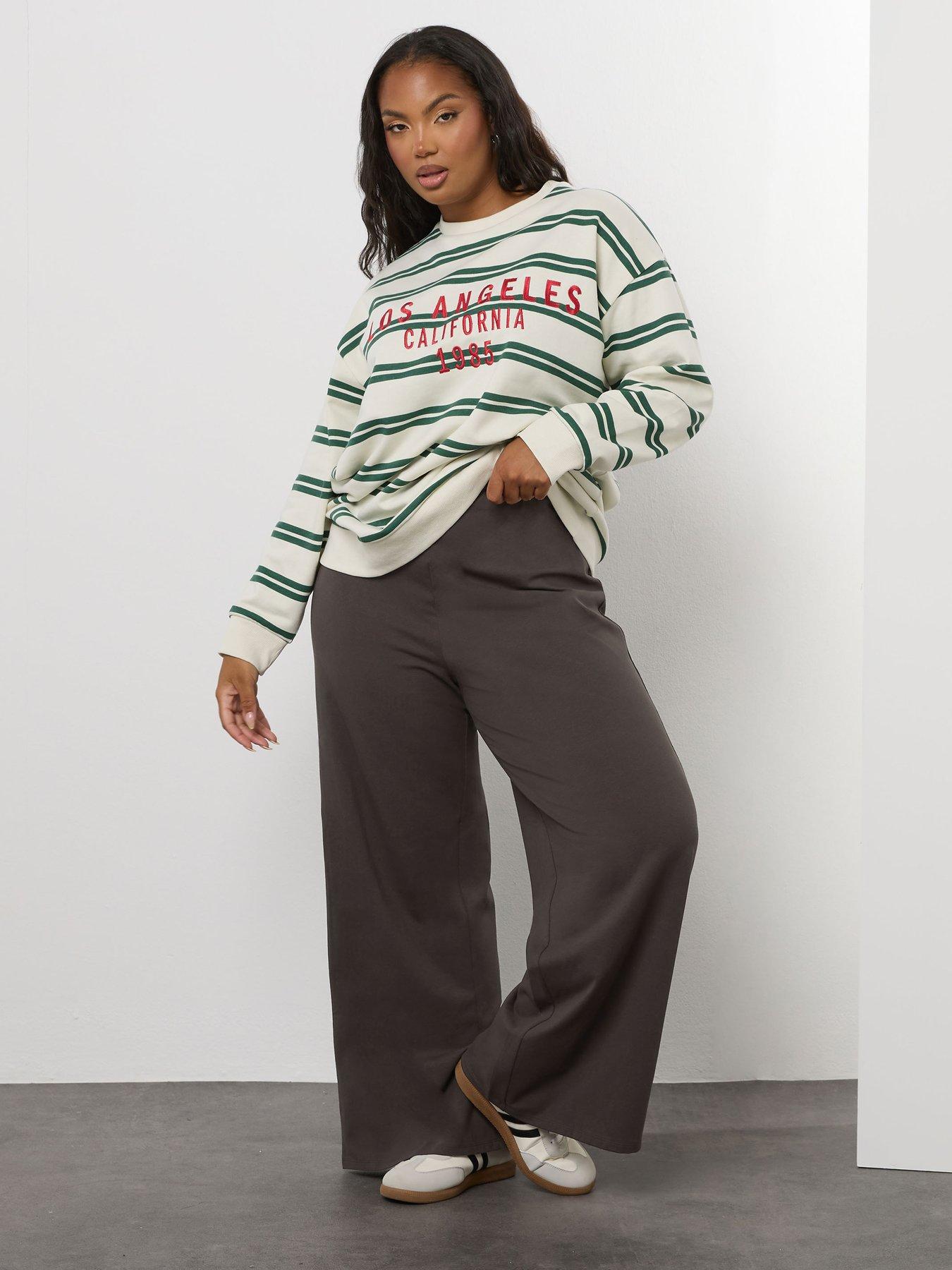 Image 3 of 4 of Yours Curve Wide Leg Legging - Brown