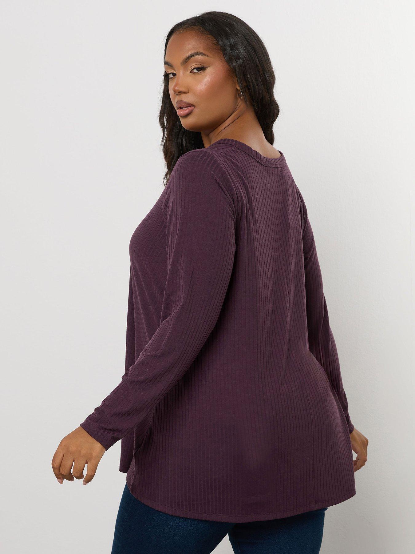 Image 2 of 5 of Yours Curve Rib Swing Henely Top - Purple