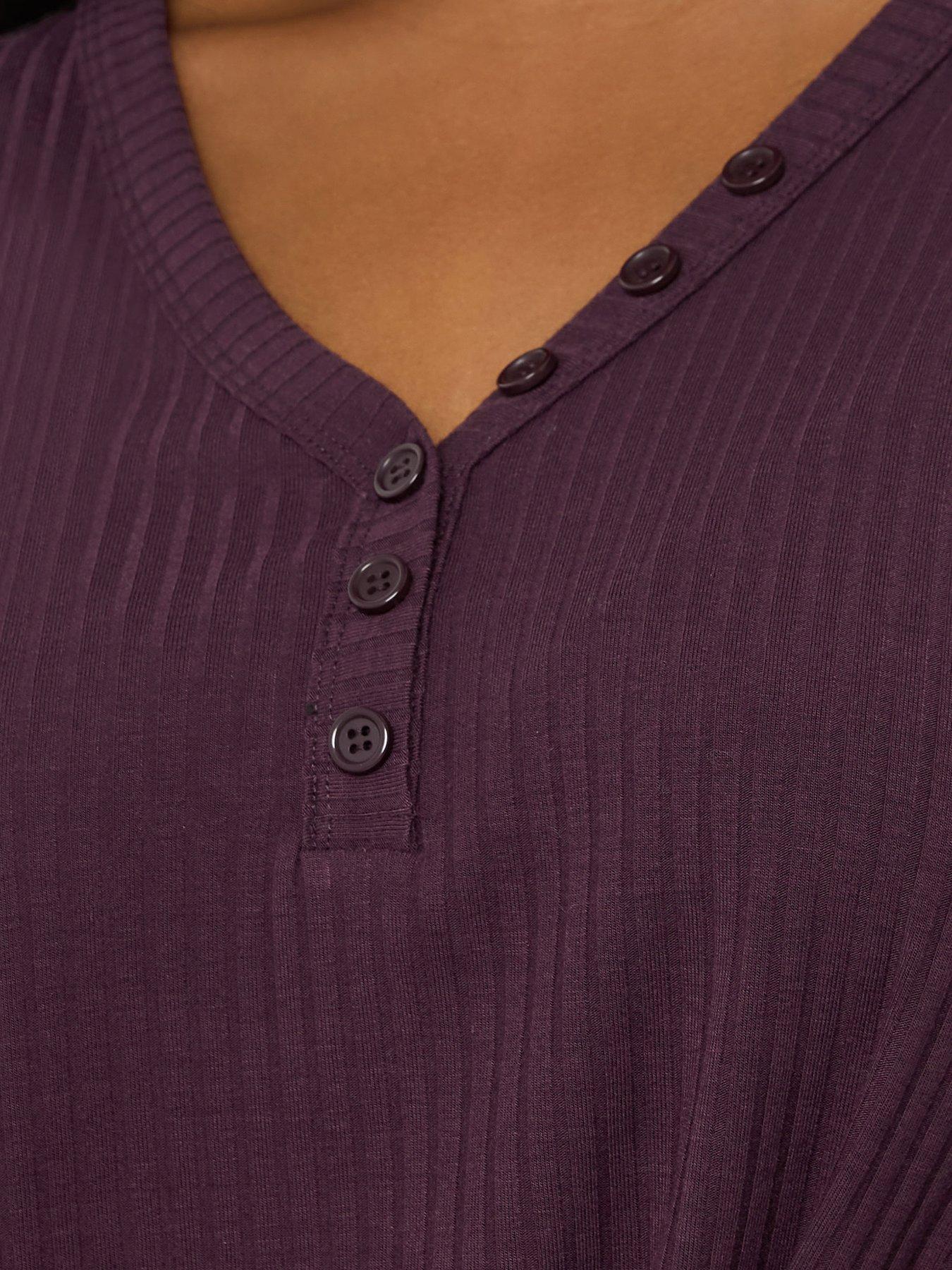 Image 4 of 5 of Yours Curve Rib Swing Henely Top - Purple