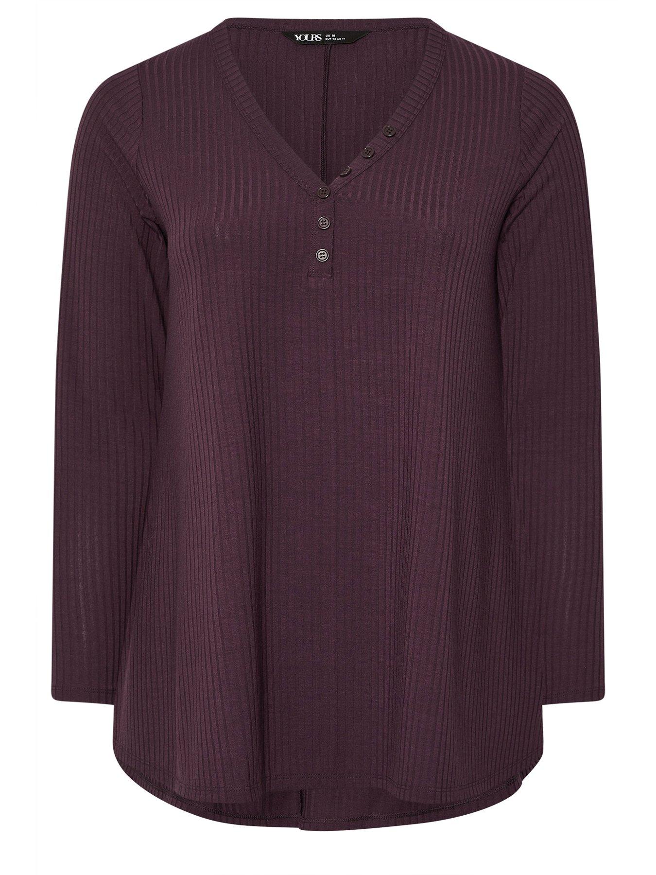Image 5 of 5 of Yours Curve Rib Swing Henely Top - Purple