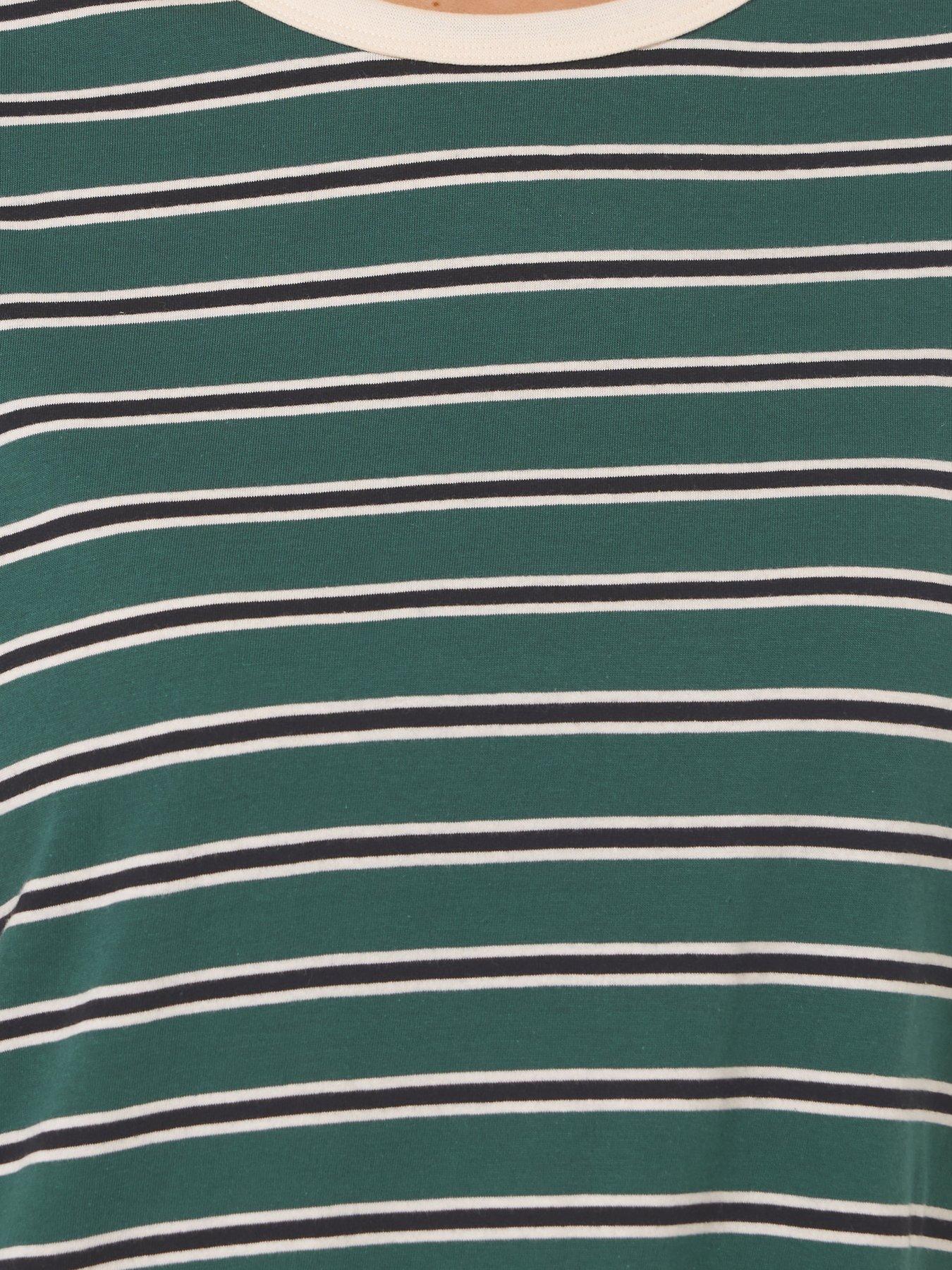 Image 4 of 4 of Yours Curve Stripe T-Shirt - Green