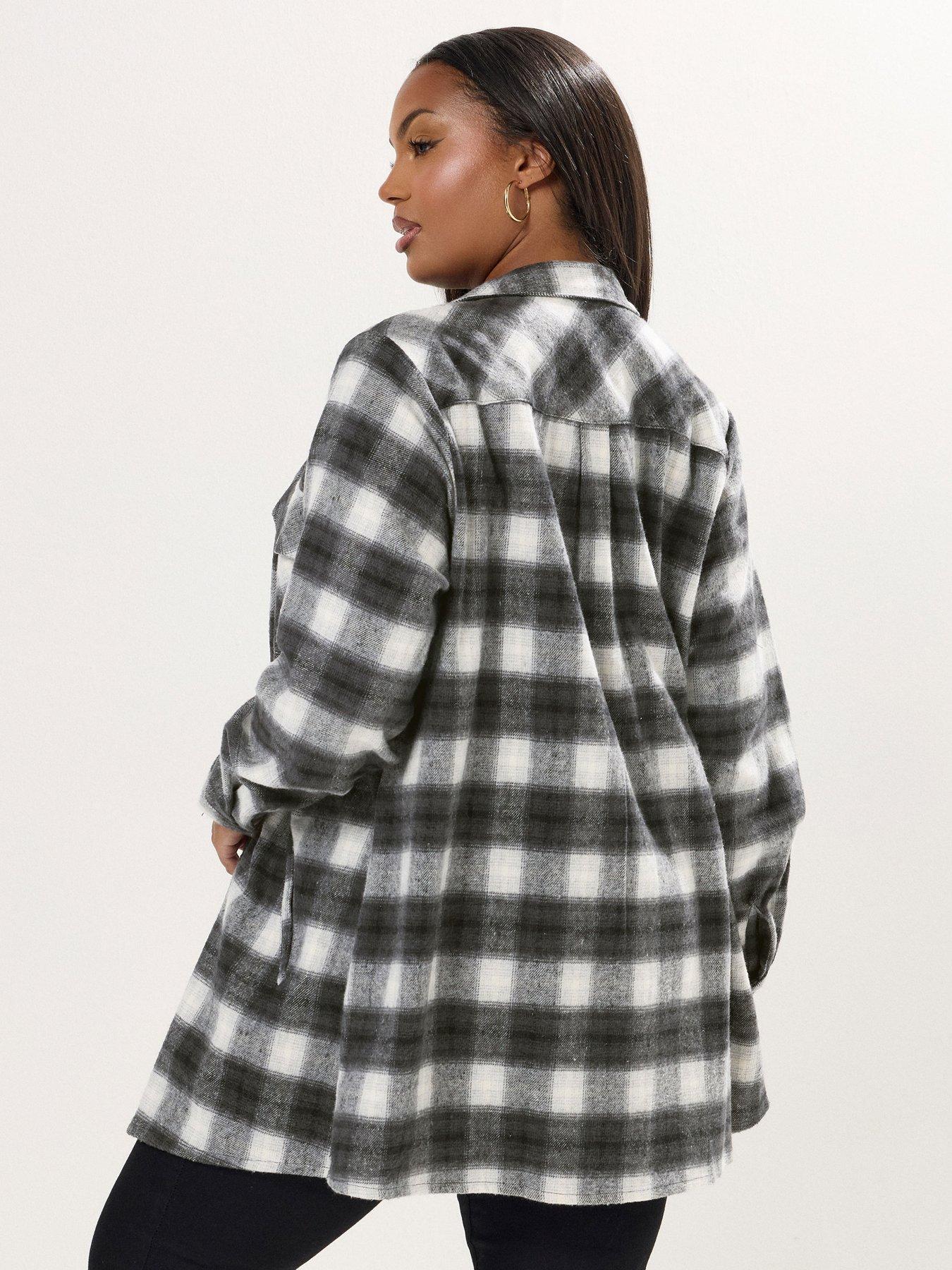Yours Curve Check Shacket - Black | Very