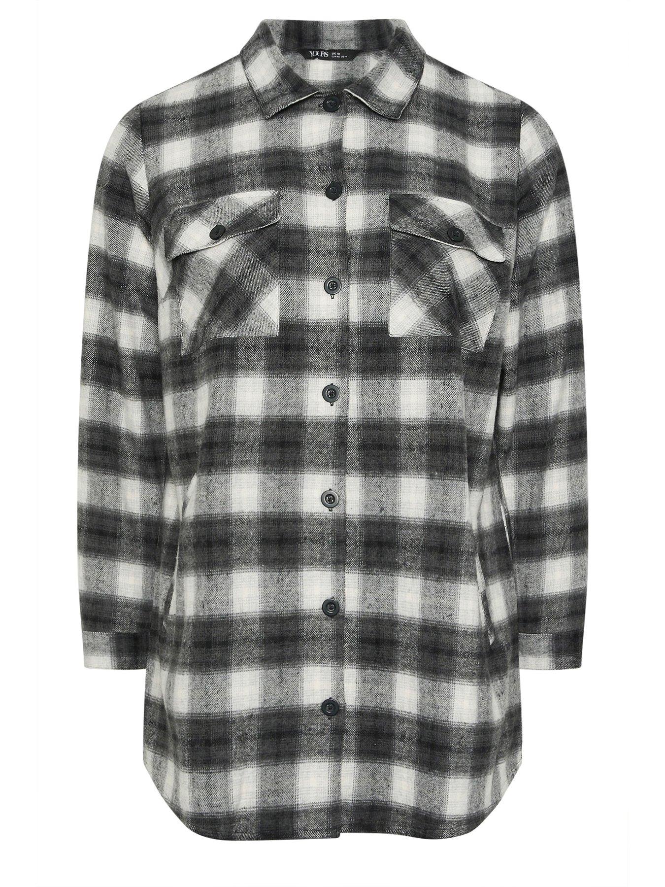 Yours Curve Check Shacket - Black | Very