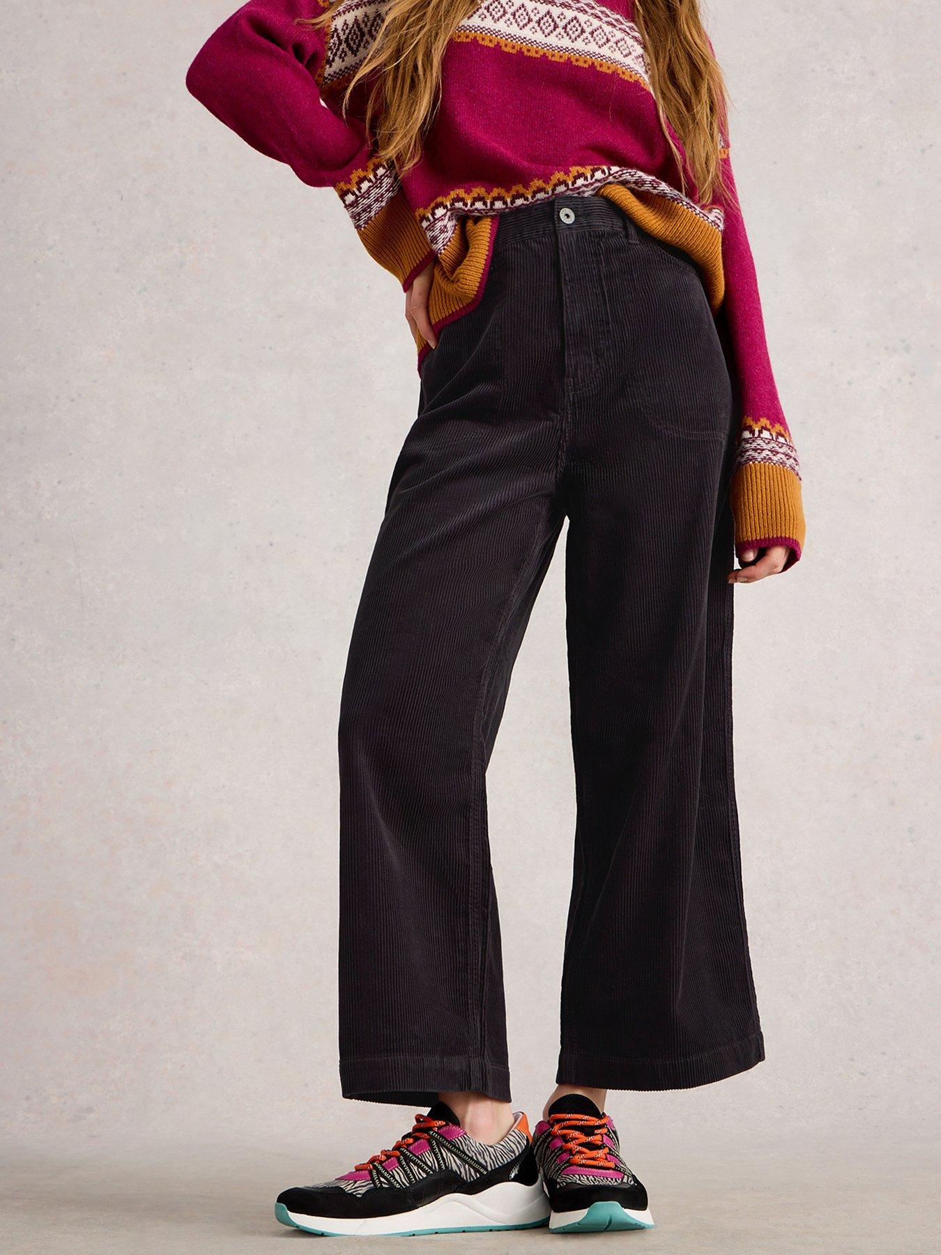 White Stuff Tia Cord Wide Leg Crop - Grey