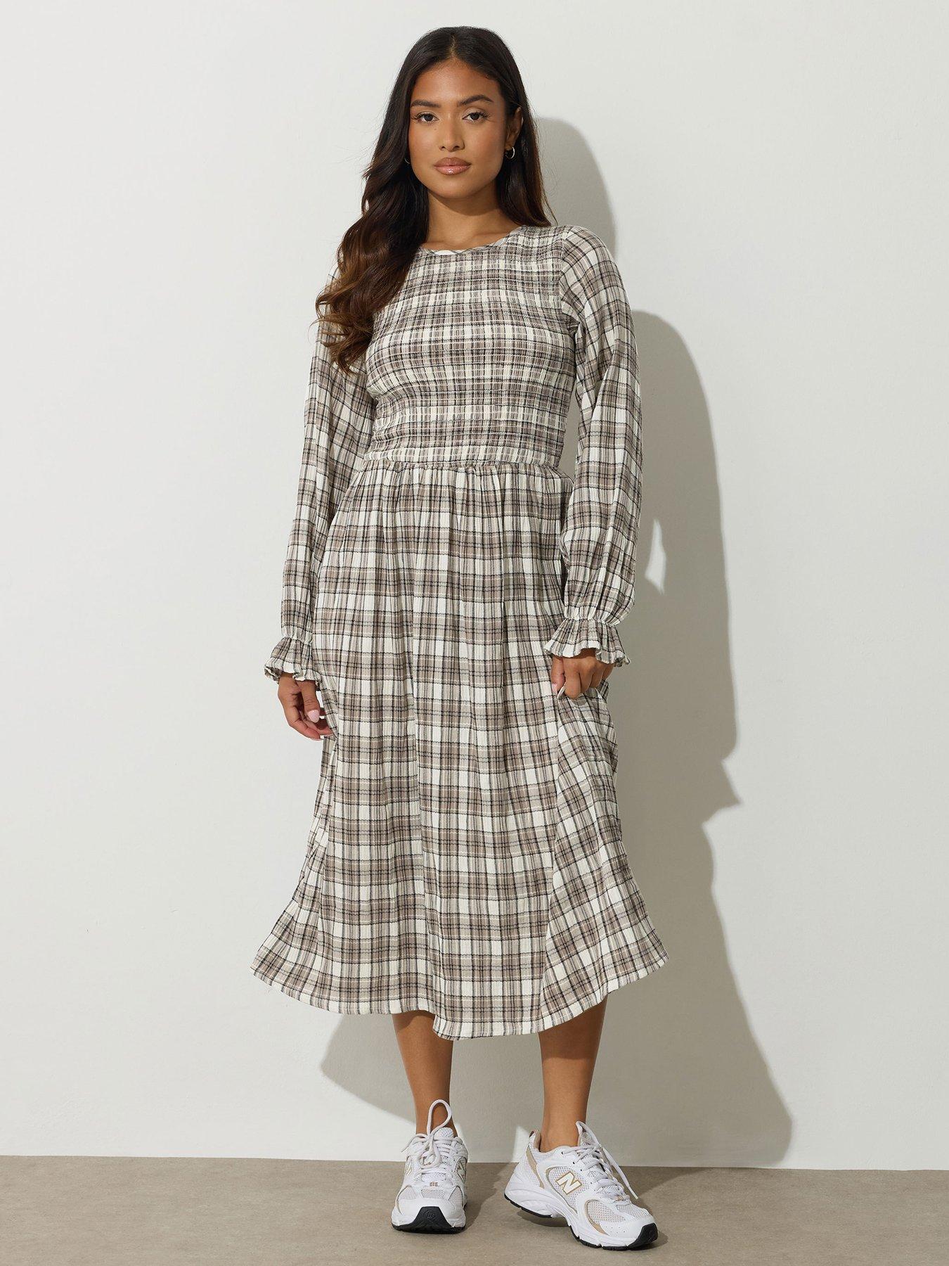 Petite Check Dress Maxi Dress Petite Check Dress Cartmel Check Maxi Dress  Black Cream