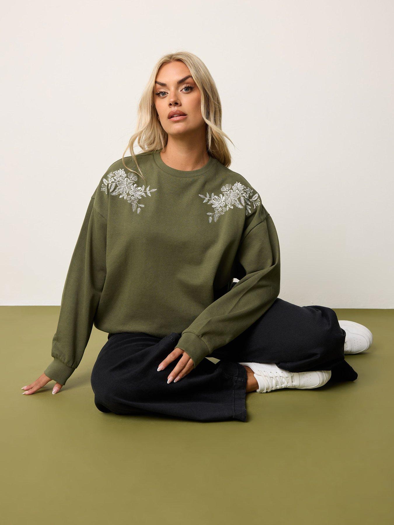 undefined Curve Embroidered Sweatshirt - Green