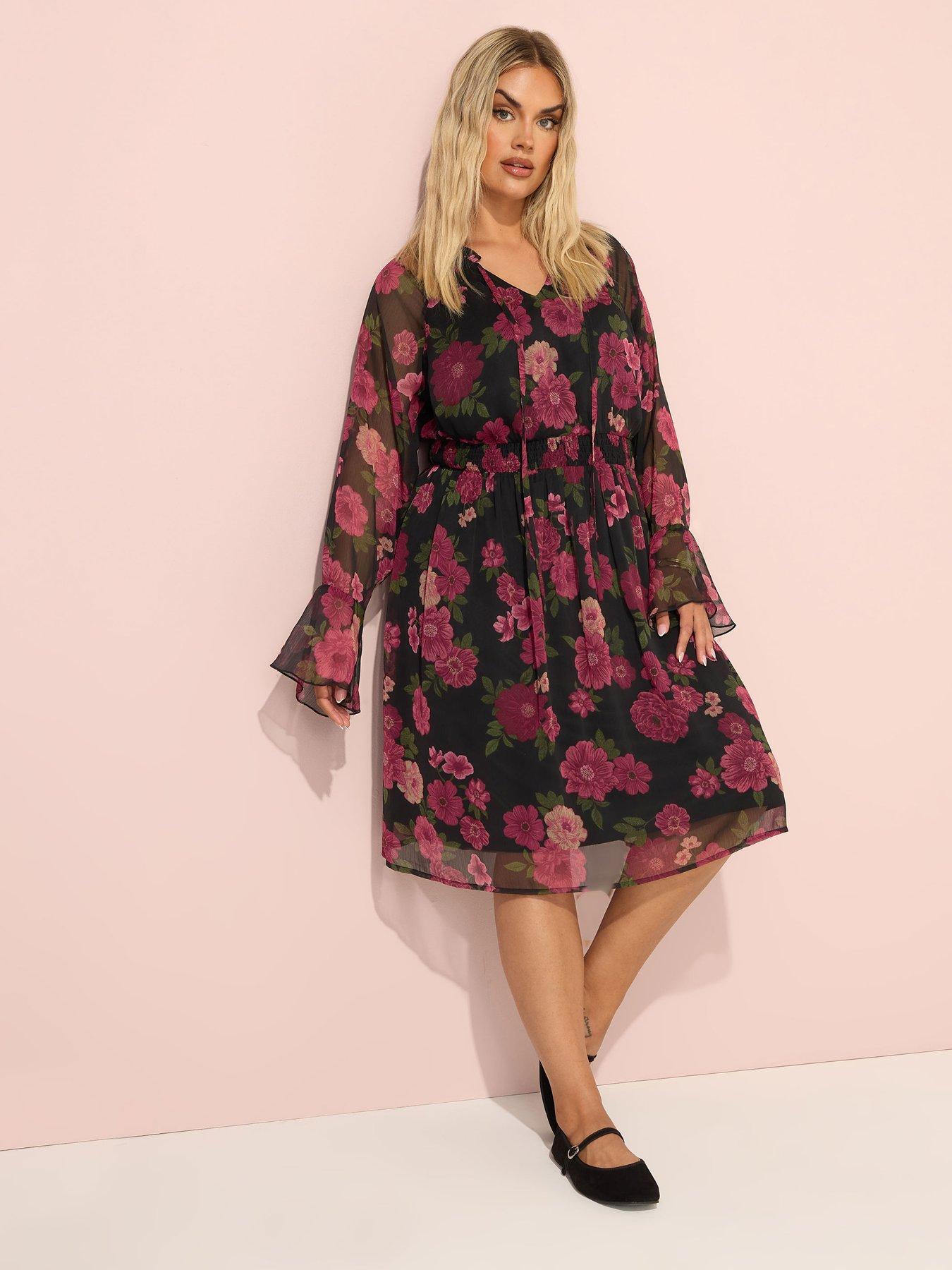 undefined Curve Tie Neck Dress - Black