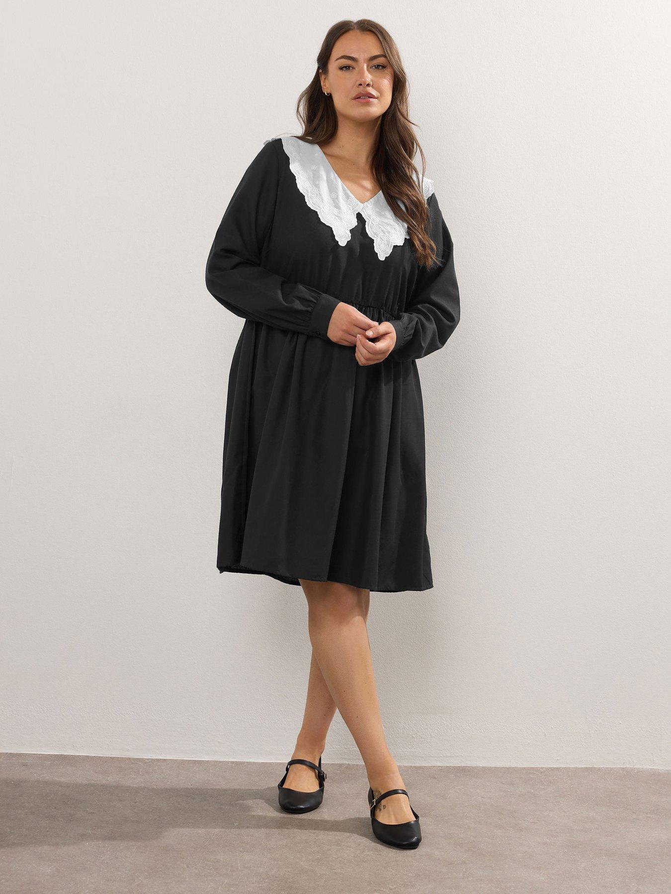 undefined Curve Statement Collar Dress
