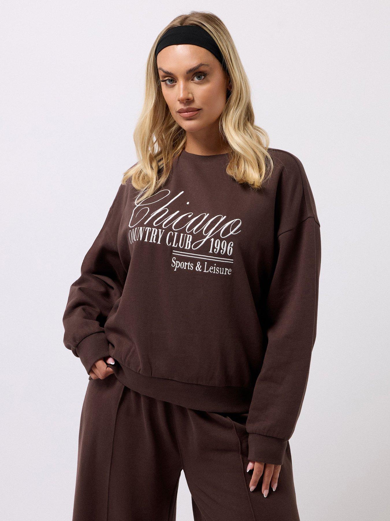 undefined Curve Chicago Crew Neck Sweatshirt - Brown